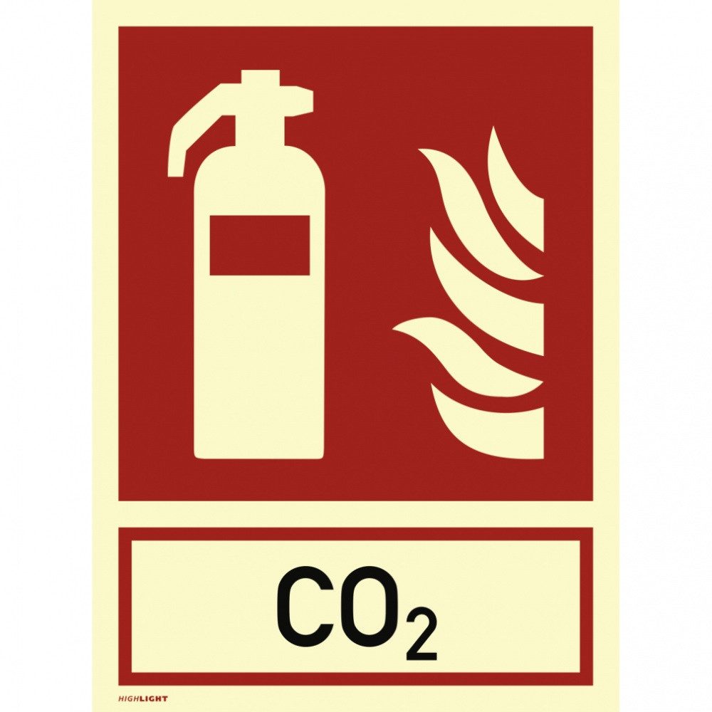 Dreifke Hinweisschild Feuerlöscher mit Text CO2, Folie, nachl., 160-mcd, 200x270 mm, Aufkleber (Folie)