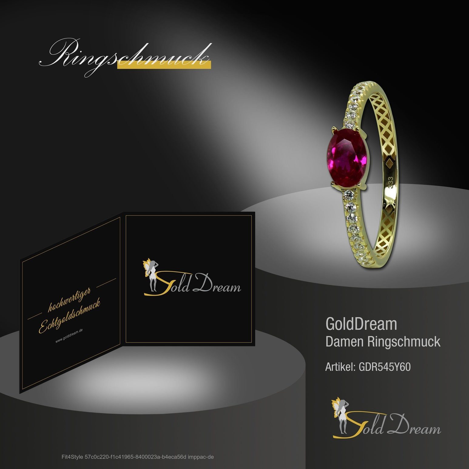GoldDream Goldring GoldDream Gold - (Fingerring), Ring Farbe: gold, Damen Beauty pink Ring Gelbgold Gr.60 333 Karat, Beauty 8 weiß