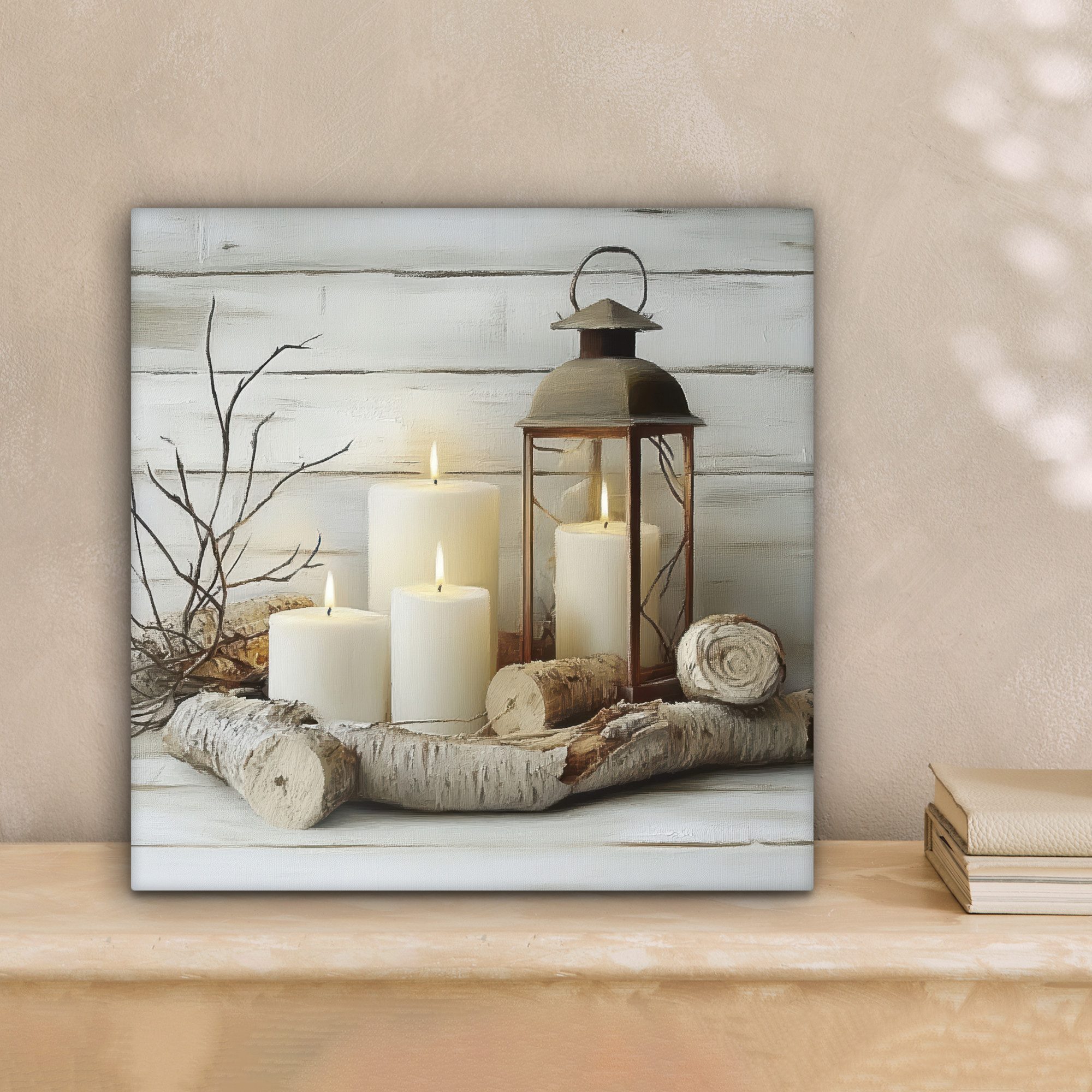 OneMillionCanvasses® Leinwandbild Stilleben - Weiß - Kerzen - Rustikal - Na günstig online kaufen