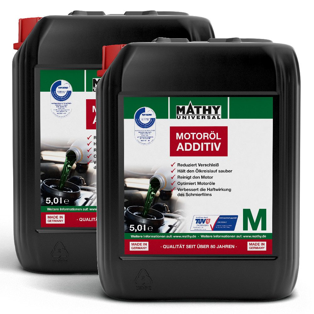 MATHY Öl-Additiv MATHY-M Motoröl-Additiv 2 x 5,0 l, 10,0 l, (2-St) Langfristiger Verschleißschutz für Verbrennungsmotoren