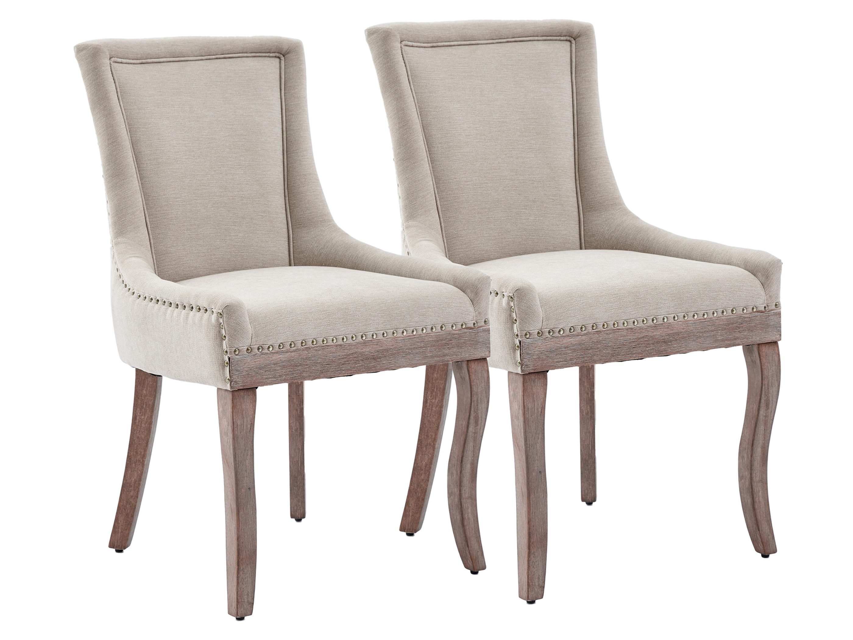 SeedWave Esszimmerstuhl 2er-Set Küchenstuhl Chenillebezug, Holzfüße günstig online kaufen