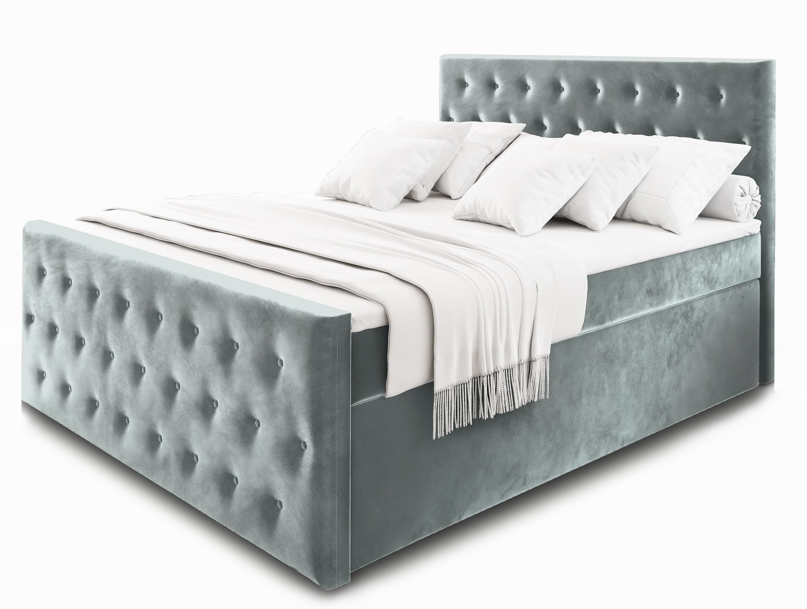 Masseno Boxbett FONDI 180x200 cm mit Bonell Matratze und Topper, Doppelbett, Polsterbett mit Kopfteil, Boxspringbett – Bild 2 von 5