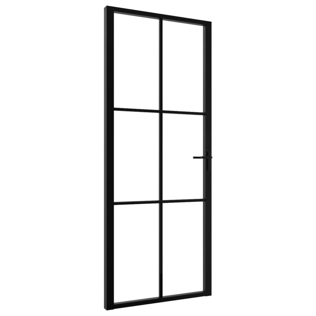 vidaXL Zimmertür 83 x 2015 cm Innentür ESG Glas und Aluminium 83x201,5 cm Schwarz