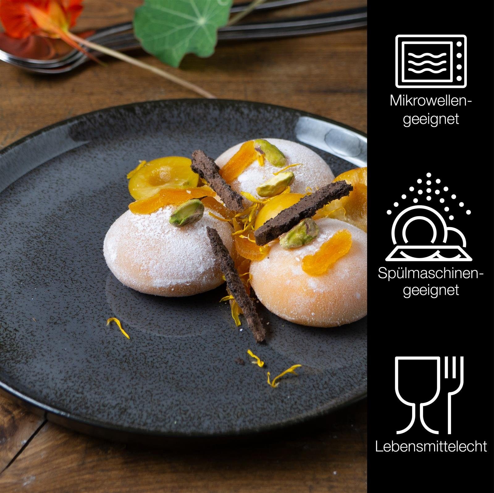Moritz & Moritz Dessertteller VIDA Dessertteller Anthrazit, (6 St), Spülmaschinengeeignet, Porzellan Speiseteller