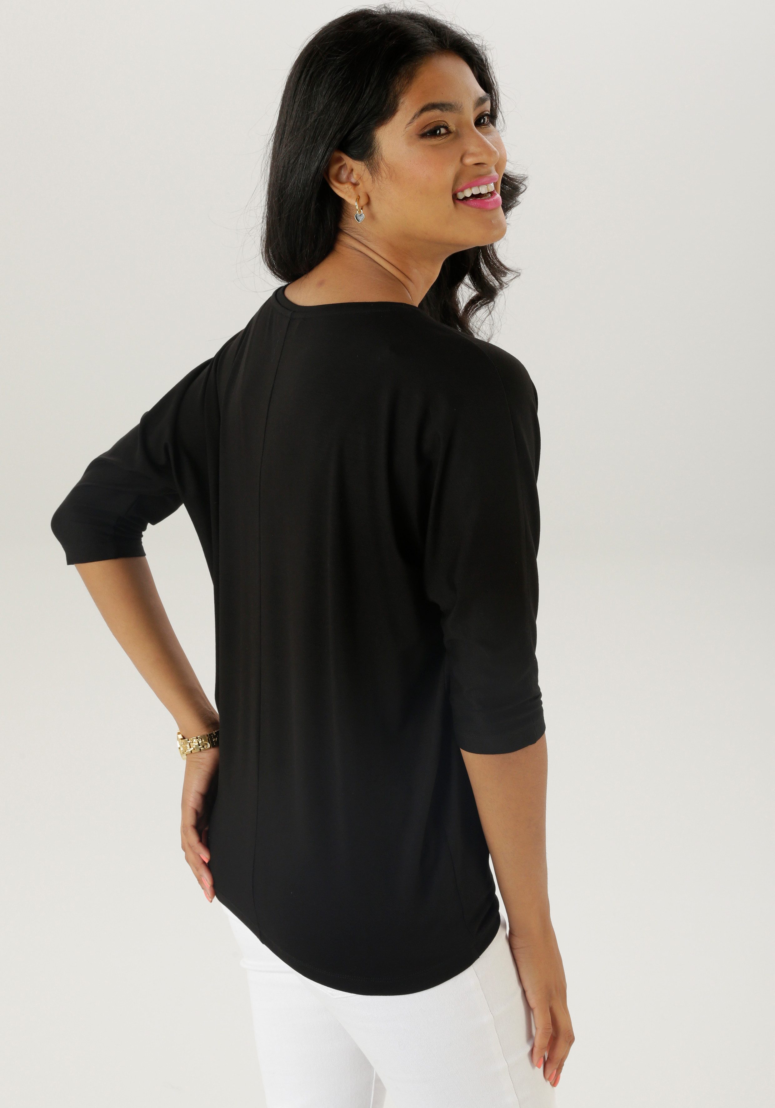 Aniston SELECTED 3/4-Arm-Shirt mit goldfarbigen Herzen günstig online kaufen