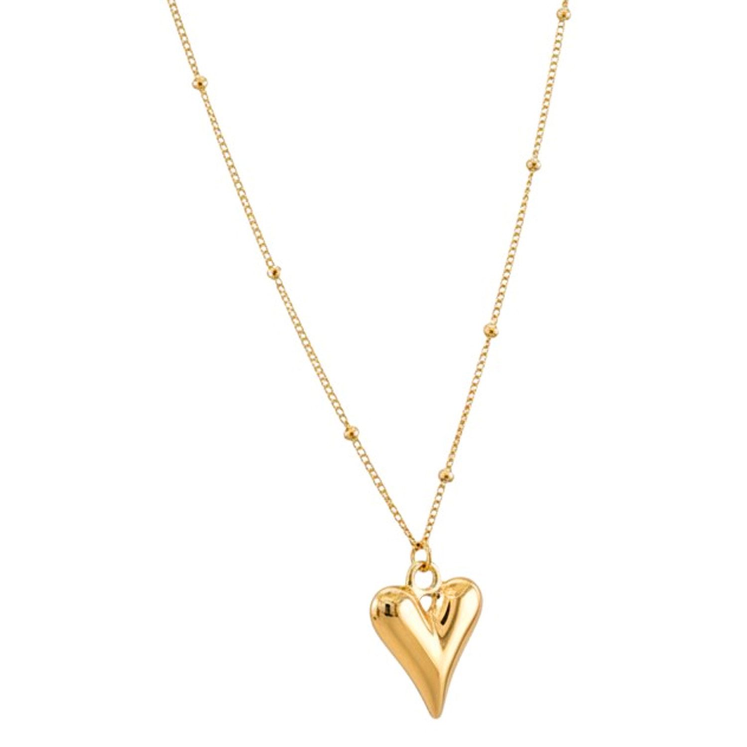 KARMA Kette mit Anhänger Halskette Damen Herz Gold 40 cm Edelstahl wasserfest & antiallergisch (Geschenk für sie wasserfest hypoallergen, Damenhalskette Edelstahlhalskette), Herzkette für Frauen modern