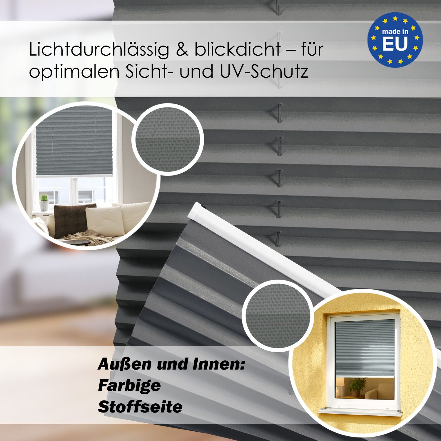 DomDeco Plissee "Calura", blickdicht, Ohne Bohren, Klemmfix, Sicht- und Sonnenschutz, ohne Bohren, Klemmfix, Fixmaß, Klemmträger