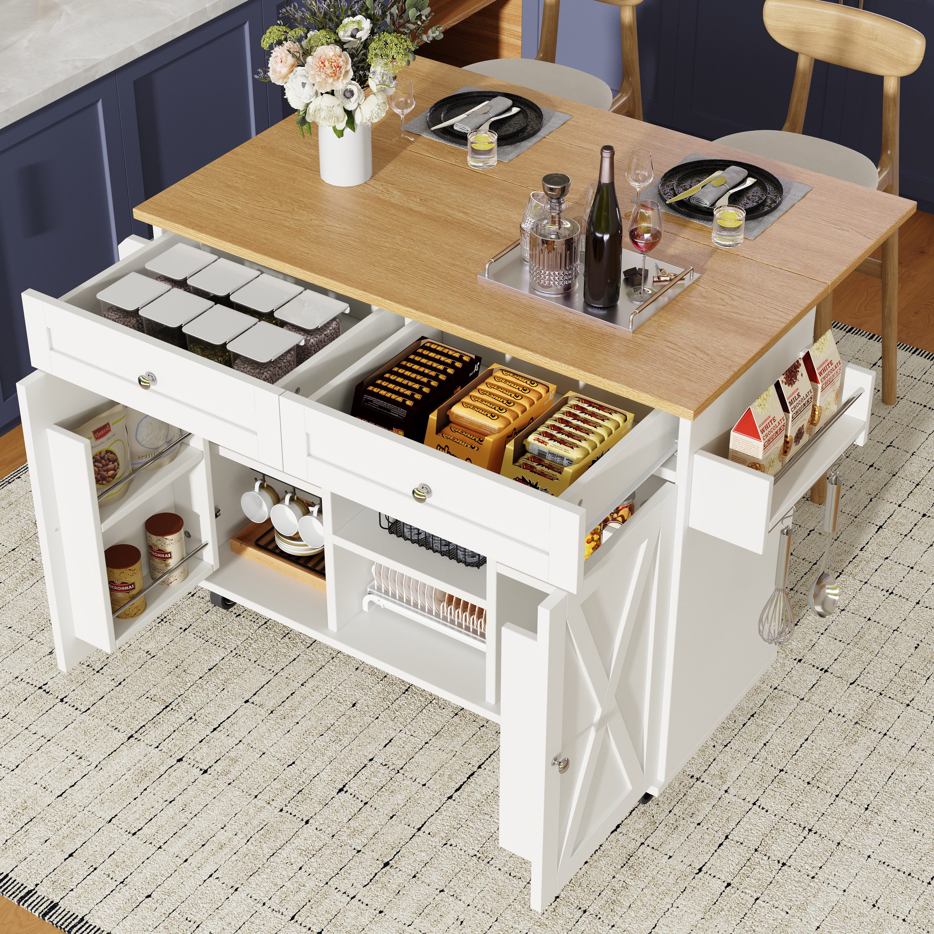 Odikalo Кухниinsel Кухниschrank Кухниwagen Servierwagen Speisewagen Türrahmen Schublade