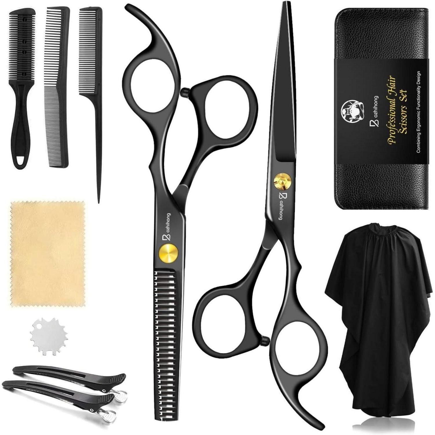 Bozhihong Scheren-Set Friseurschere Set 6.7 Zoll Haarschere Profi Friseurumhang Kinder