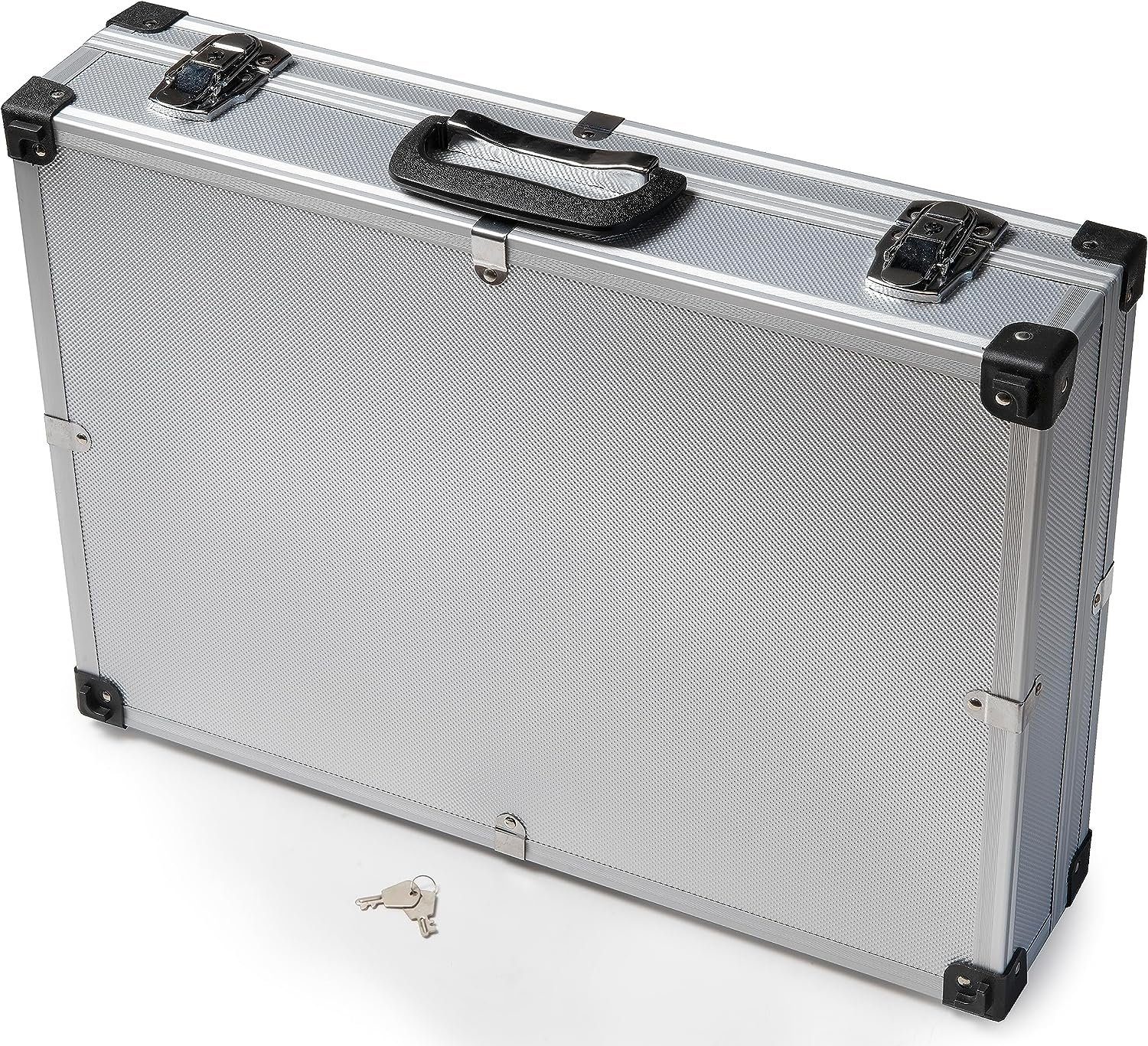 MC.Sammler Werkzeugbox Alukoffer mit Schaumstoff Rasterschaumstoff 400 x 290 x 100 mm (Werkzeug Aufbewahrung Outdoor Koffer mit Schaumstoffeinlage), Transportkoffer für Messinstrumente Messgeräte Kamera