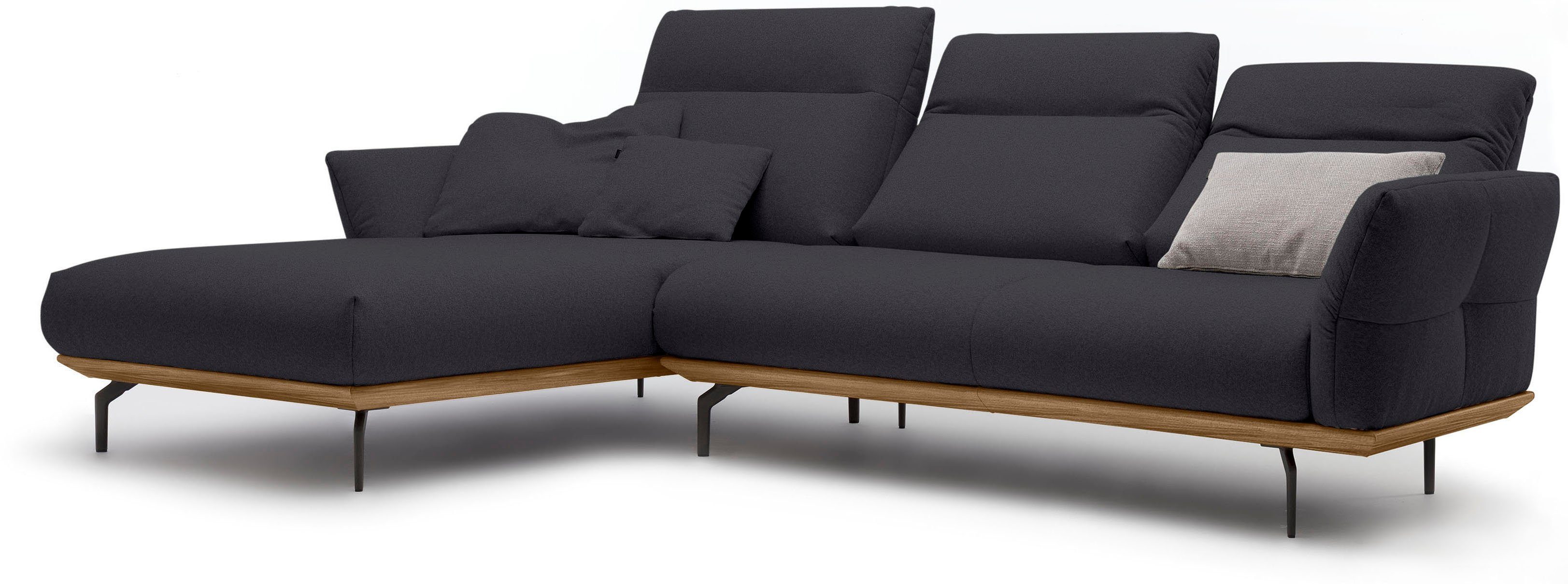 sofa 298 Nussbaum, hülsta Ecksofa hs.460, in Breite Umbragrau, Sockel in Winkelfüße cm