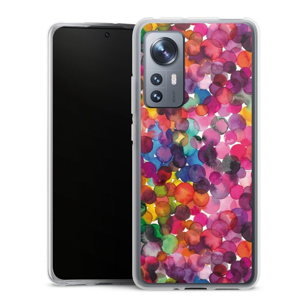 DeinDesign Handyhülle bunt Punkte Wasserfarbe Overlapped Watercolor Dots, Xiaomi 12 5G Silikon Hülle Bumper Case Handy Schutzhülle