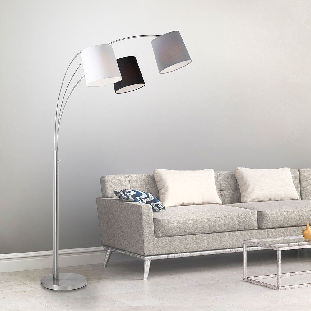 Leuchtmittel Bogenlampe Bogenlampe, grau inklusive, weiß nicht schwarz Stehlampe Wohnzimmer LED etc-shop