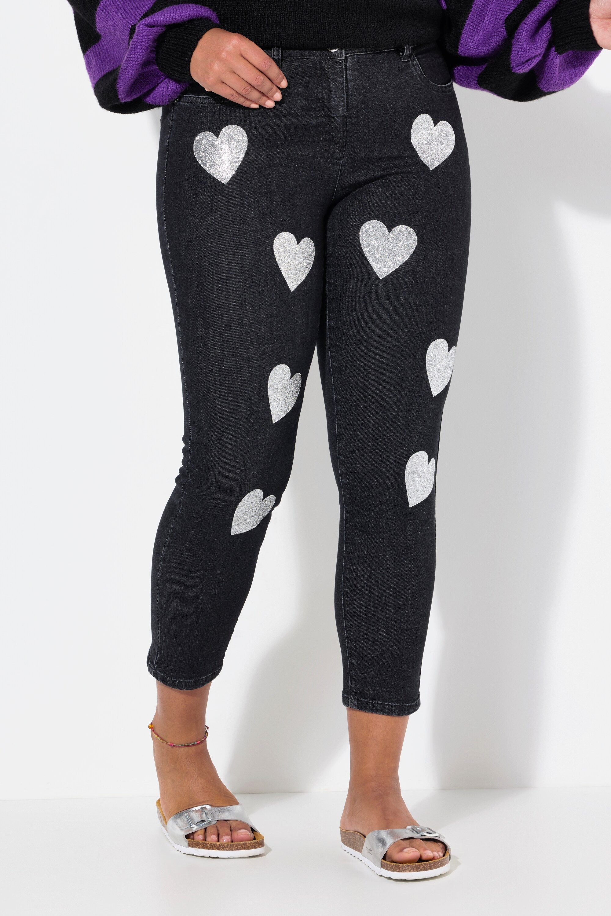Angel of Style Regular-fit-Jeans Jeans Straight Fit Glitzer-Herzen 5-Pocket