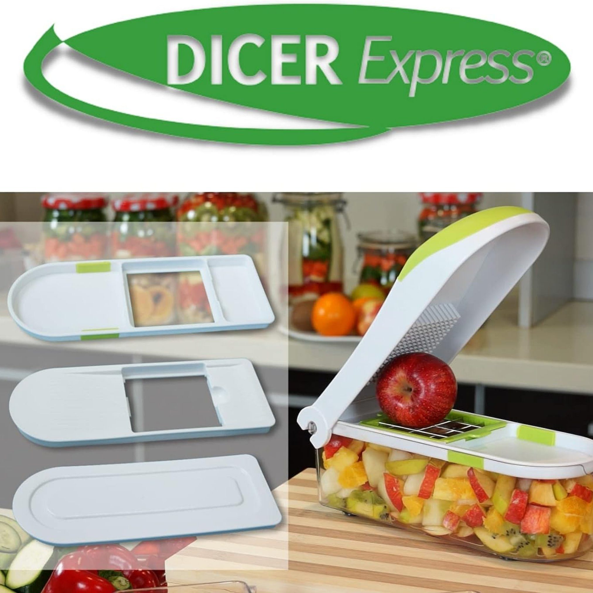Best Direct® Gemüseschneider Dicer Express®, 0 W, Obstschneider multifunktional, Multischneider 1,45 Liter