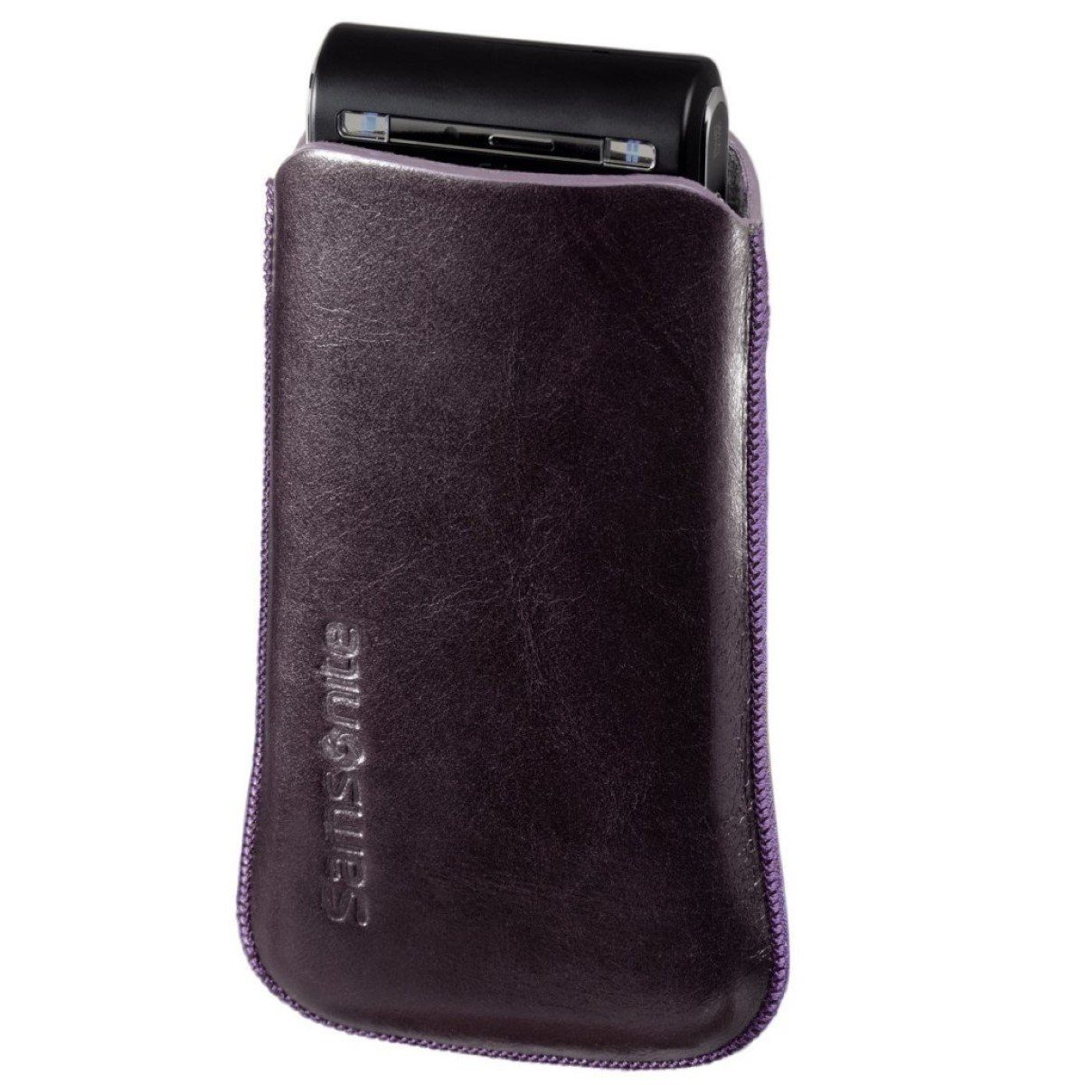 Samsonite Handyhülle Leder Universal Pouch Tasche Toledo Lila M, hochwertige Schutz-Hülle, Lift-Funktion, Etui für klassisches Handy