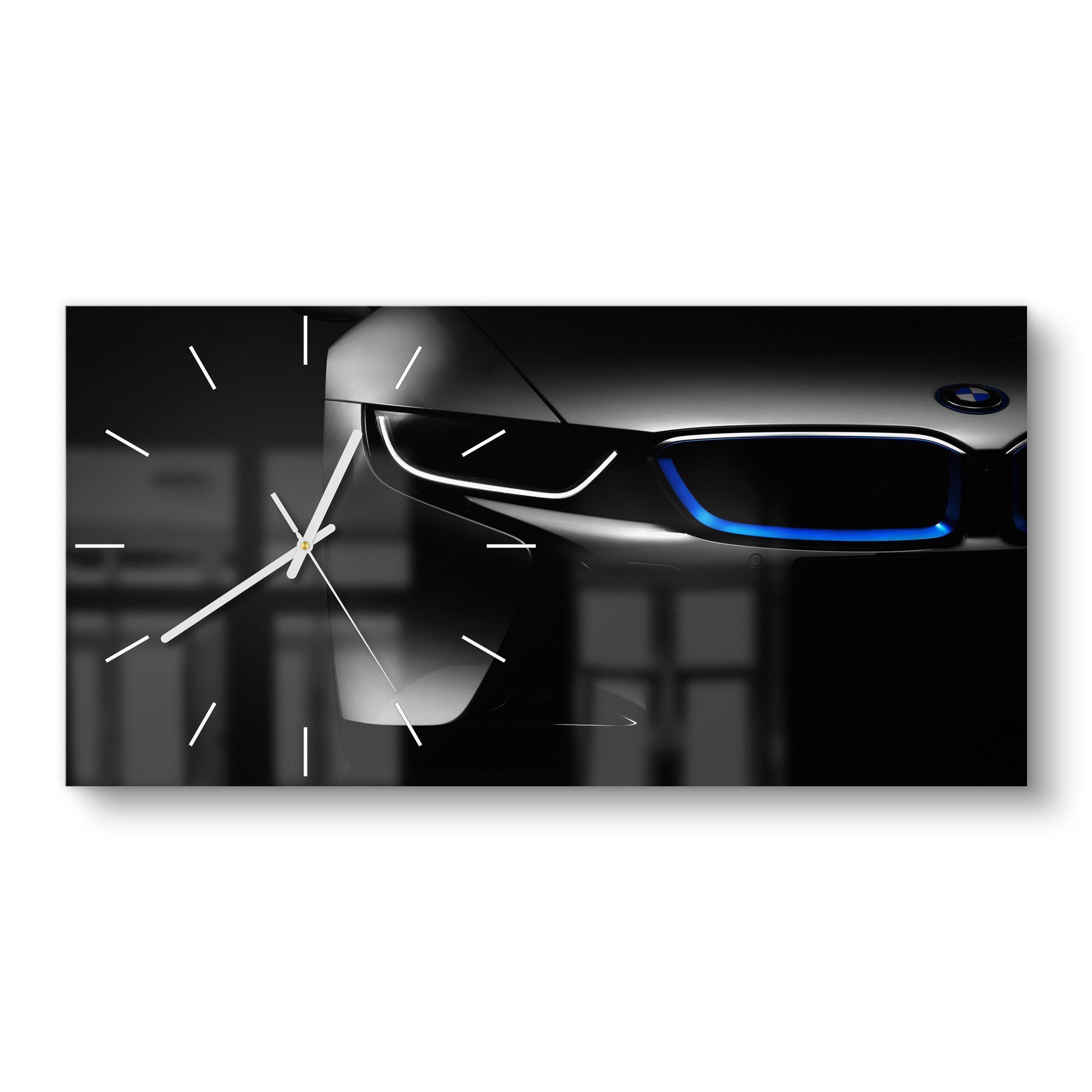 DEQORI Wanduhr 'BMW i8 Frontalaufnahme' (Glas Glasuhr modern Wand Uhr Desig günstig online kaufen