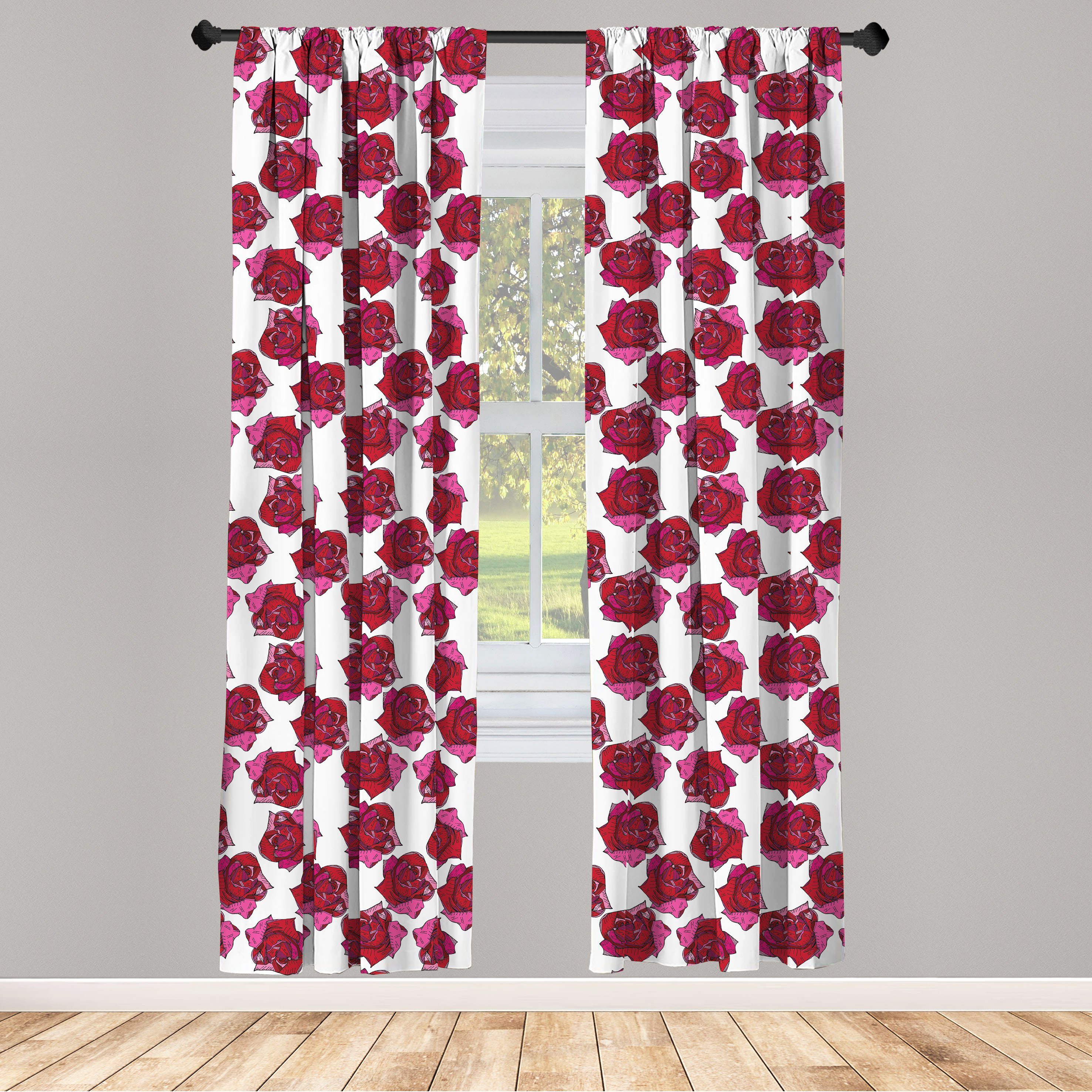 abstraktes Abakuhaus, Wohnzimmer Microfaser, Blumenbild Gardine Schlafzimmer für Dekor, Rosen Flüchtiges Vorhang