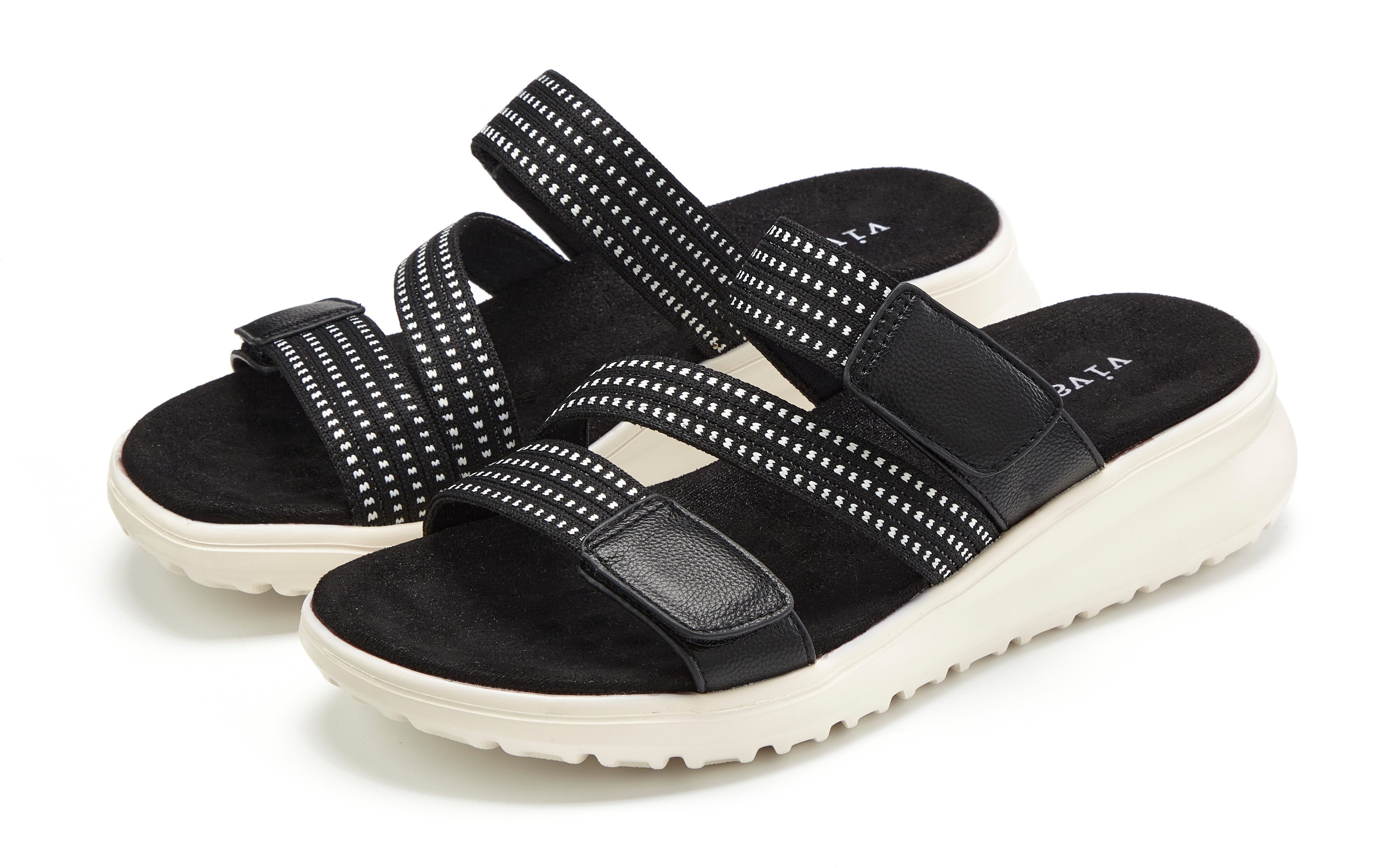 Vivance by Lascana Sandale, offener Schuh, Sandalette, Sommerschuh, Pantolette NEU mit dezentem Keilabsatz und Klettverschlüssen