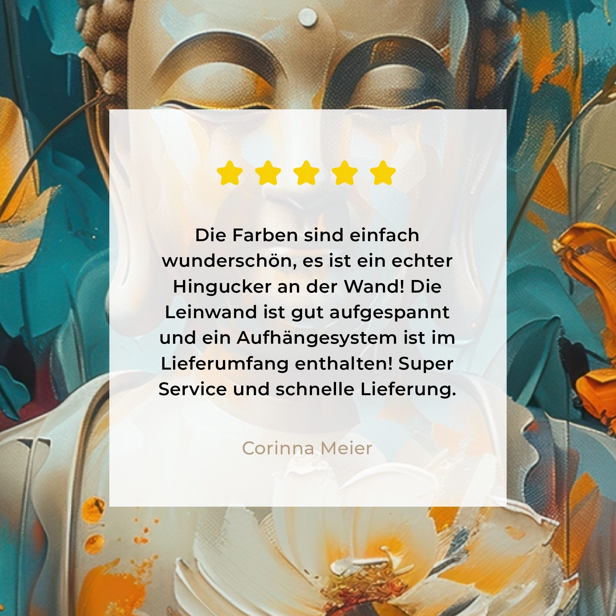 OneMillionCanvasses® Leinwandbild Buddha - Blume - Farbenfroh - Modern, Fotodruck (1 St), Leinwand Canvas Wandbild, Wanddekoration 20x30 cm – Bild 5 von 5