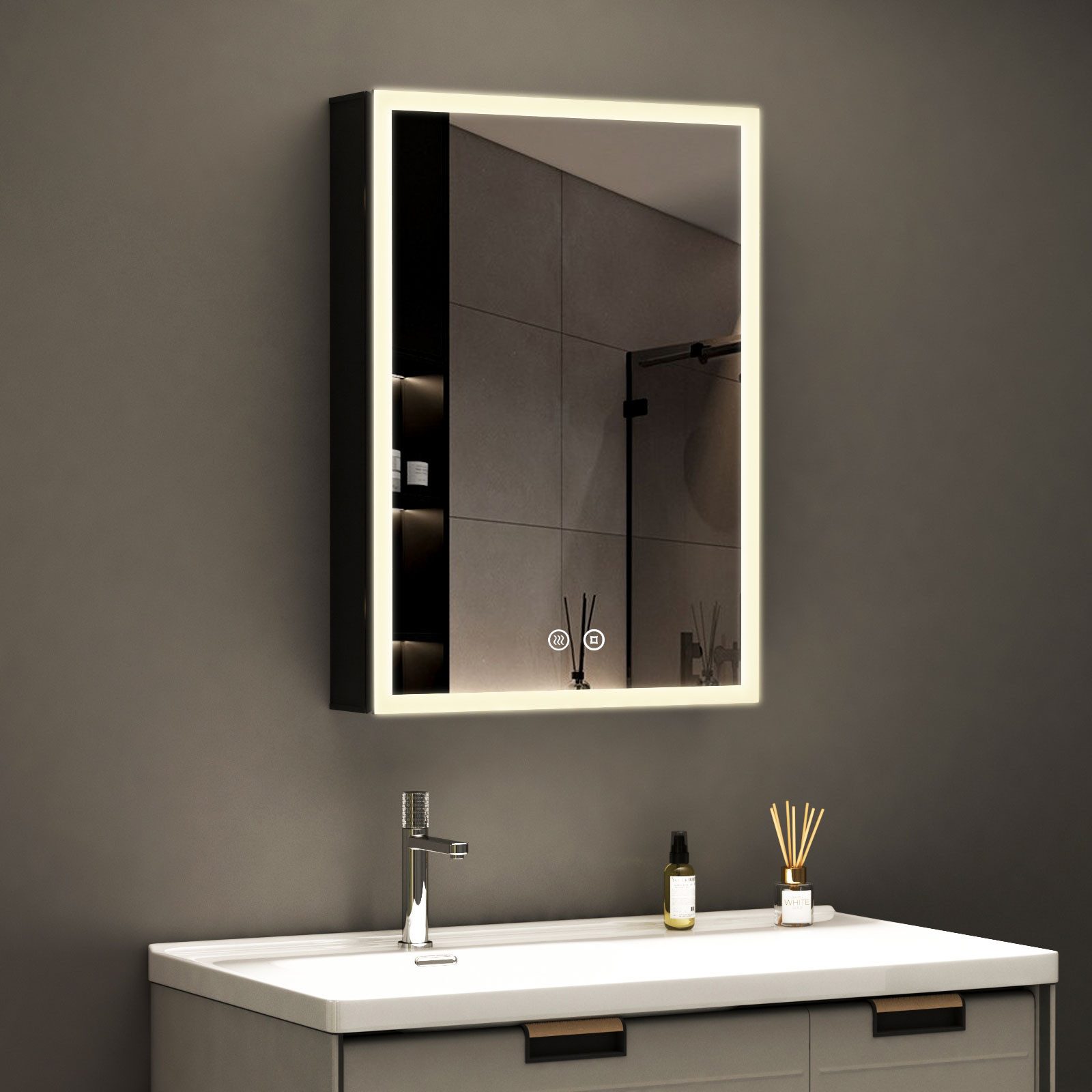 WDWRITTI Spiegelschrank klein 40x60cm Bad mit Beleuchtung Alu Badezimmerspi günstig online kaufen