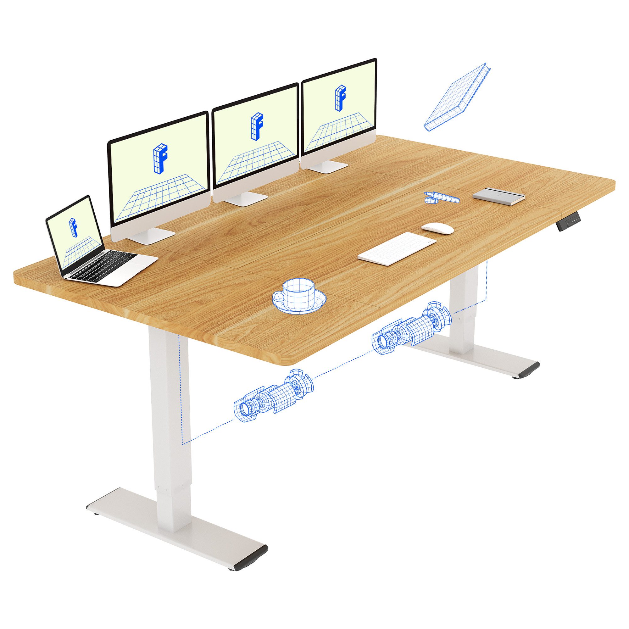Schreibtisch Sitz-Steh-Tisch mit Memory-Funktionen
