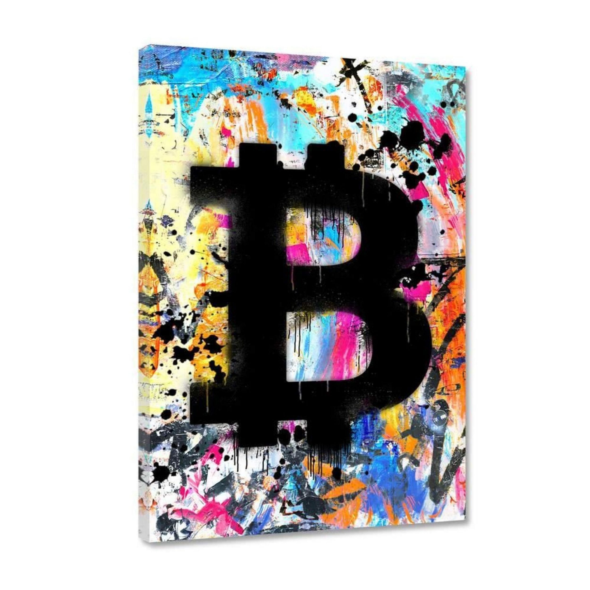 Hustling Sharks Leinwandbild Premium Kunstdruck unterschiedlichen 7 "Graffiti Bitcoin", XXL als Größen verfügbar Leinwandbild in