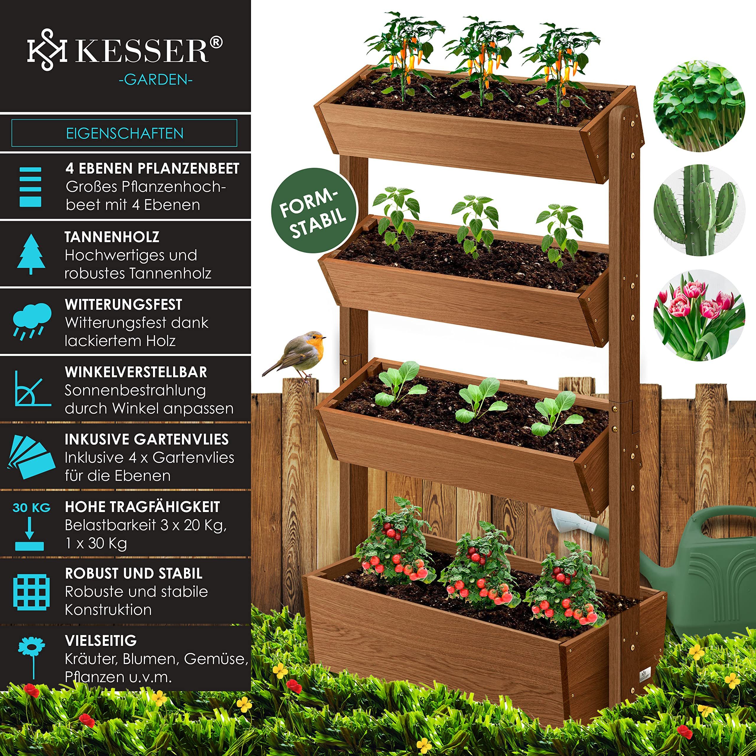 KESSER Hochbeet, mit Etagen Premium Blumenkasten Blumentreppe Gemüsebeet Blumenbeet