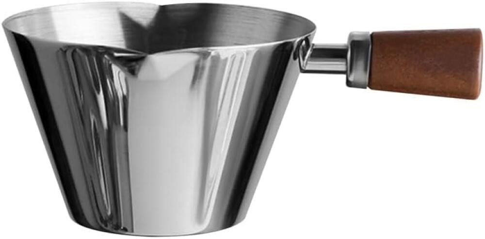 FELIXLEO Messbecher Messbecher Edelstahl mit Doppel-V-Ausguss Holzgriff und Skala., (1-St)