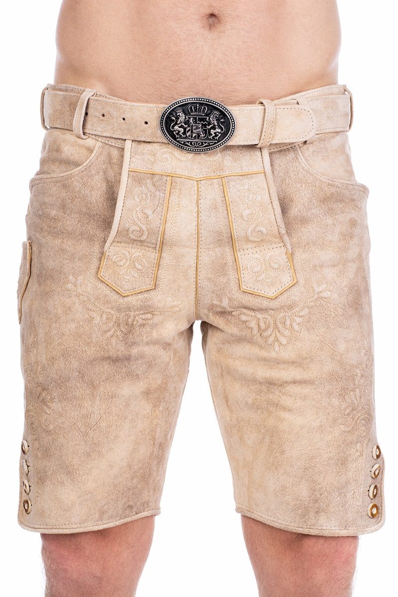 Maddox Trachtenlederhose Lederhose Herren kurz - RONN - natur antik