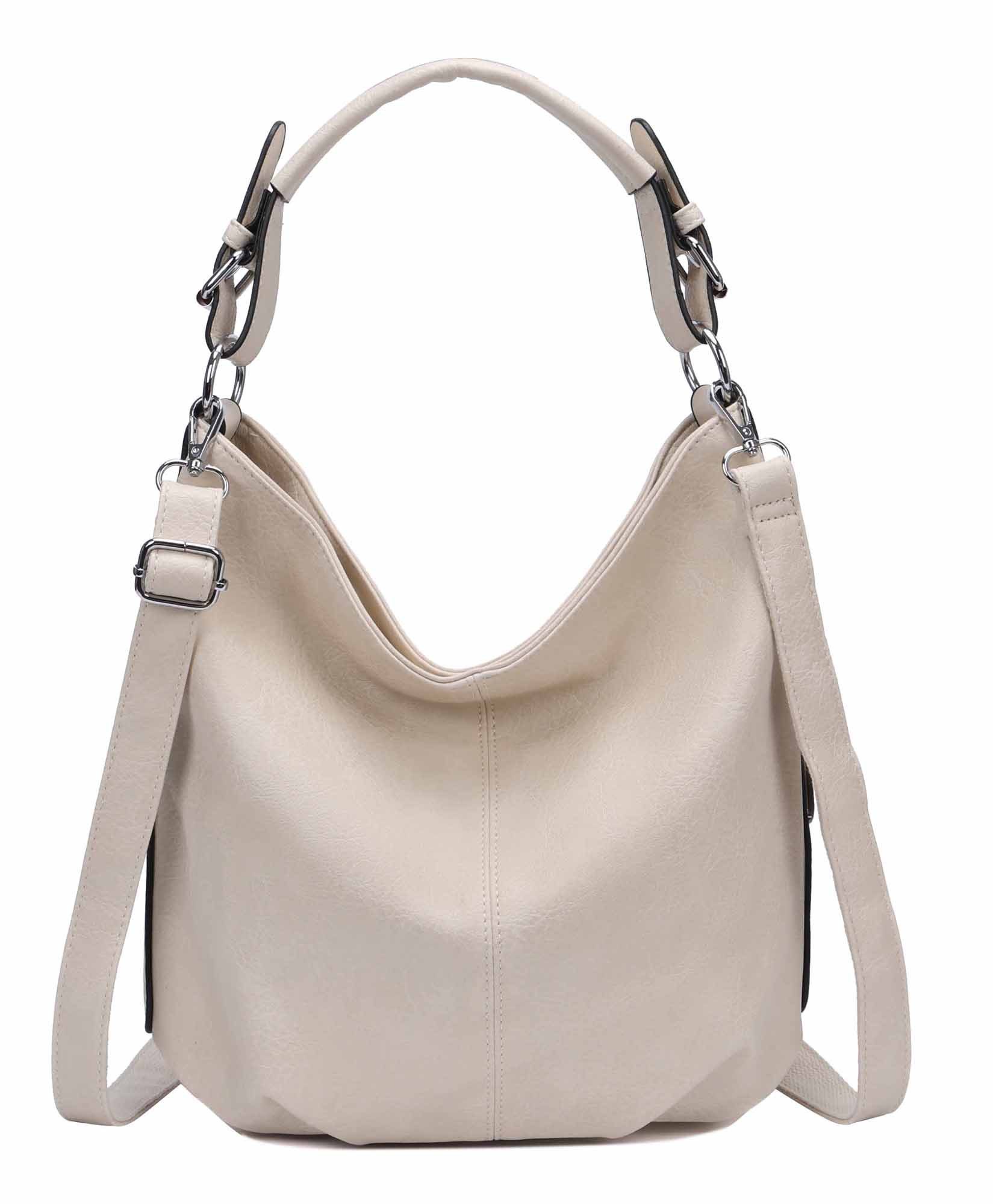 ITALYSHOP24 Schultertasche DAMEN SHOPPER Hobo Bag Umhängetasche Handtasche City Bag Cross-Over (Spar-Set: Henkel Tasche mit Schultergurt, Workbag Leder Optik, 2-tlg), Damentasche Freizeit Abend Leder Optik Henkeltasche Reise Crossbody