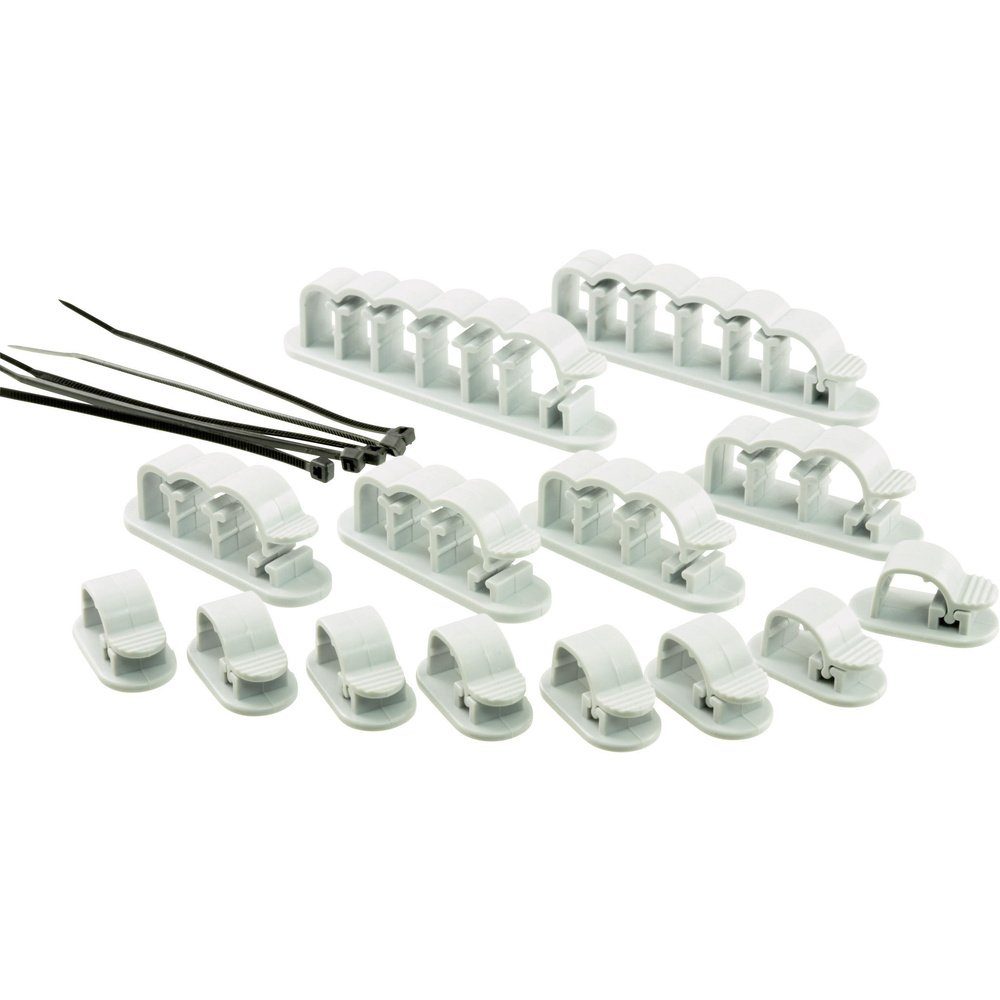 TRU COMPONENTS Kabelverbinder-Sortiment TRU COMPONENTS WCM-SET-TT Kabelhalter selbstklebend 1386629 Transpa, WCM-SET-TT