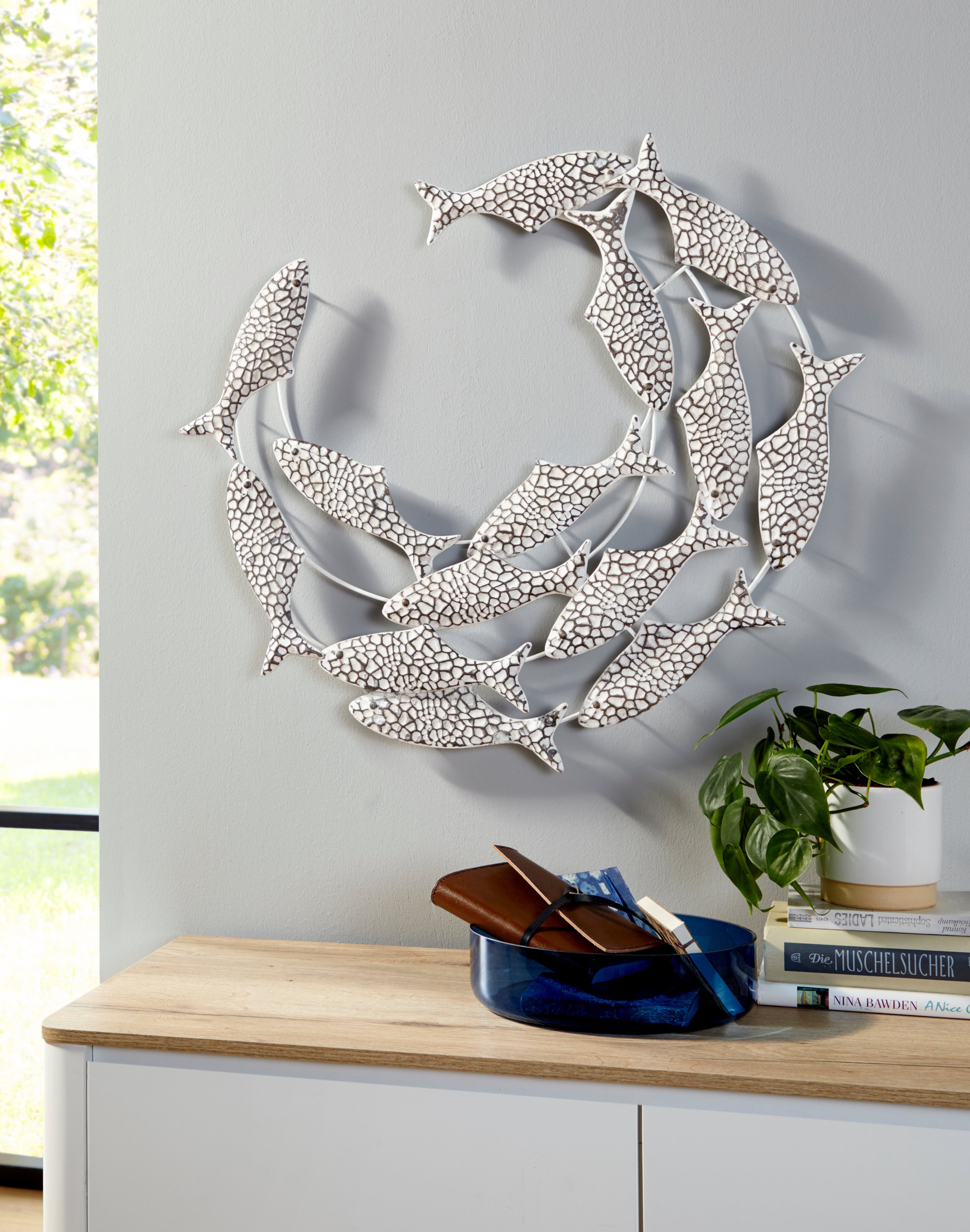Home affaire Wanddekoobjekt »Fische«, Wanddeko, aus Metall, maritim