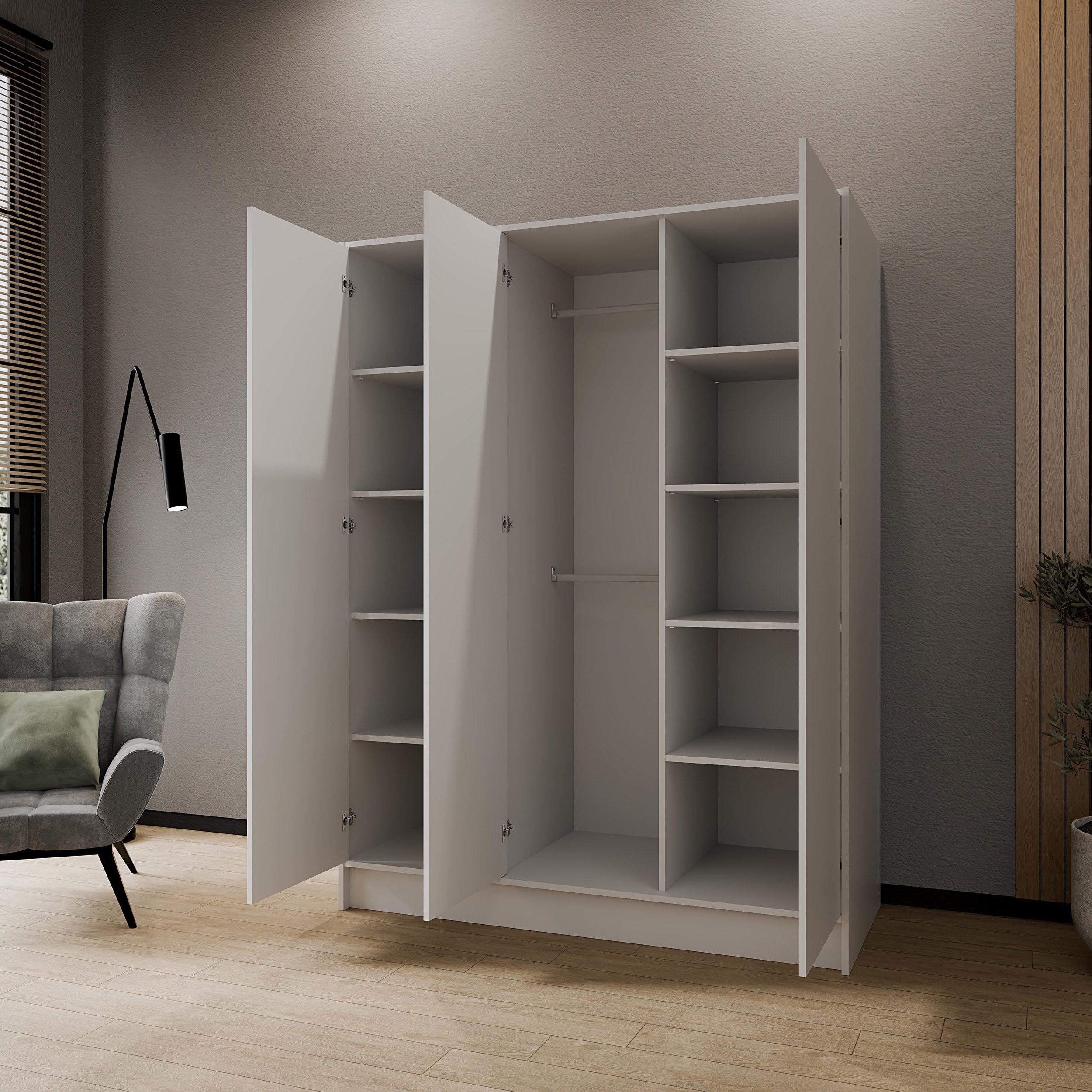 Beautysofa Kleiderschrank Gava moderne Schlichtheit und funktionale Eleganz (Schrank mit flexibel konfigurierbar, TIP-ON Öffnungssystem) Breiten zur Auswahl: 100 cm, 150 cm oder 200 cm