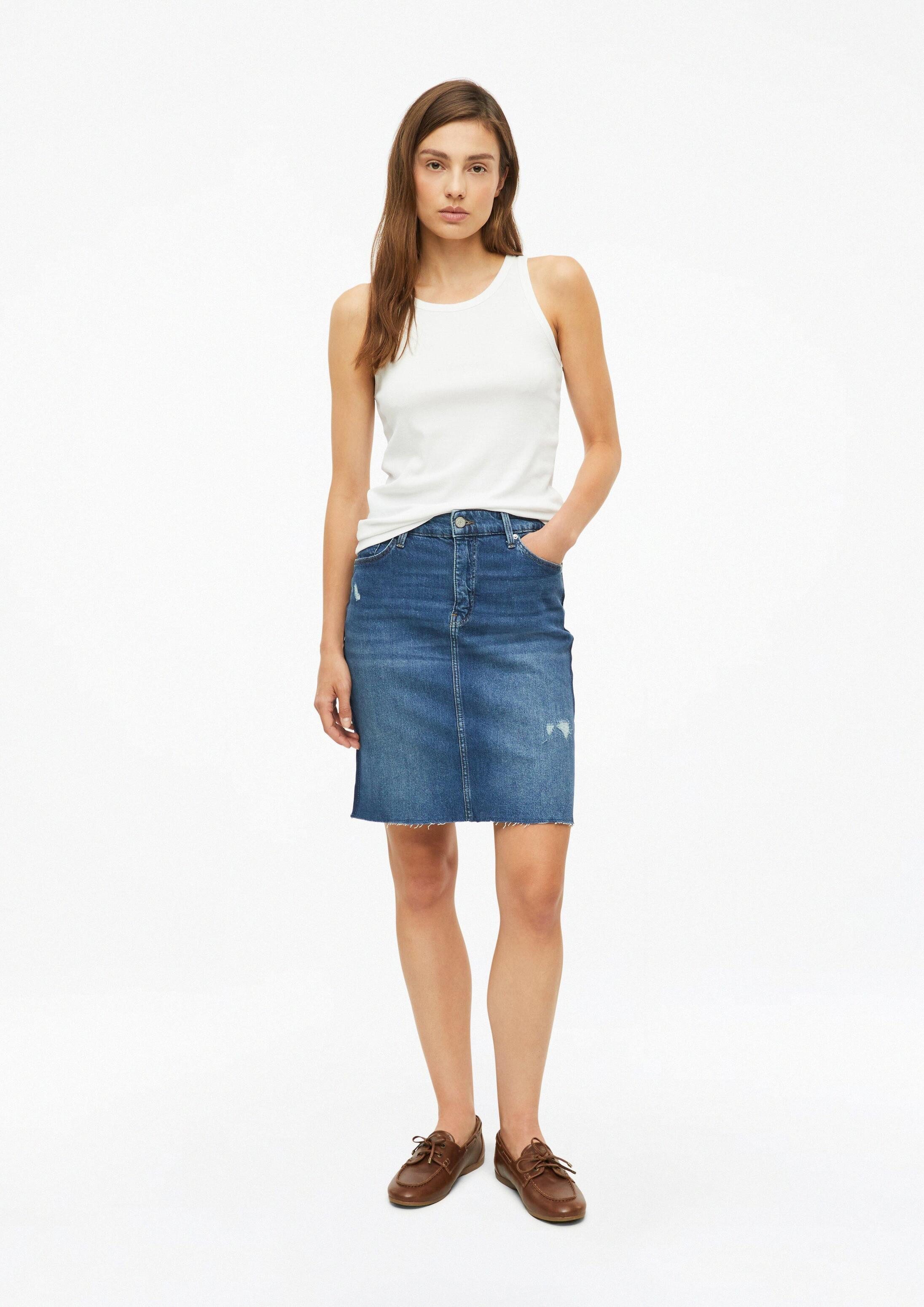s.Oliver Minirock Rock Denim-Rock mit Seitendetail und offenem Saum