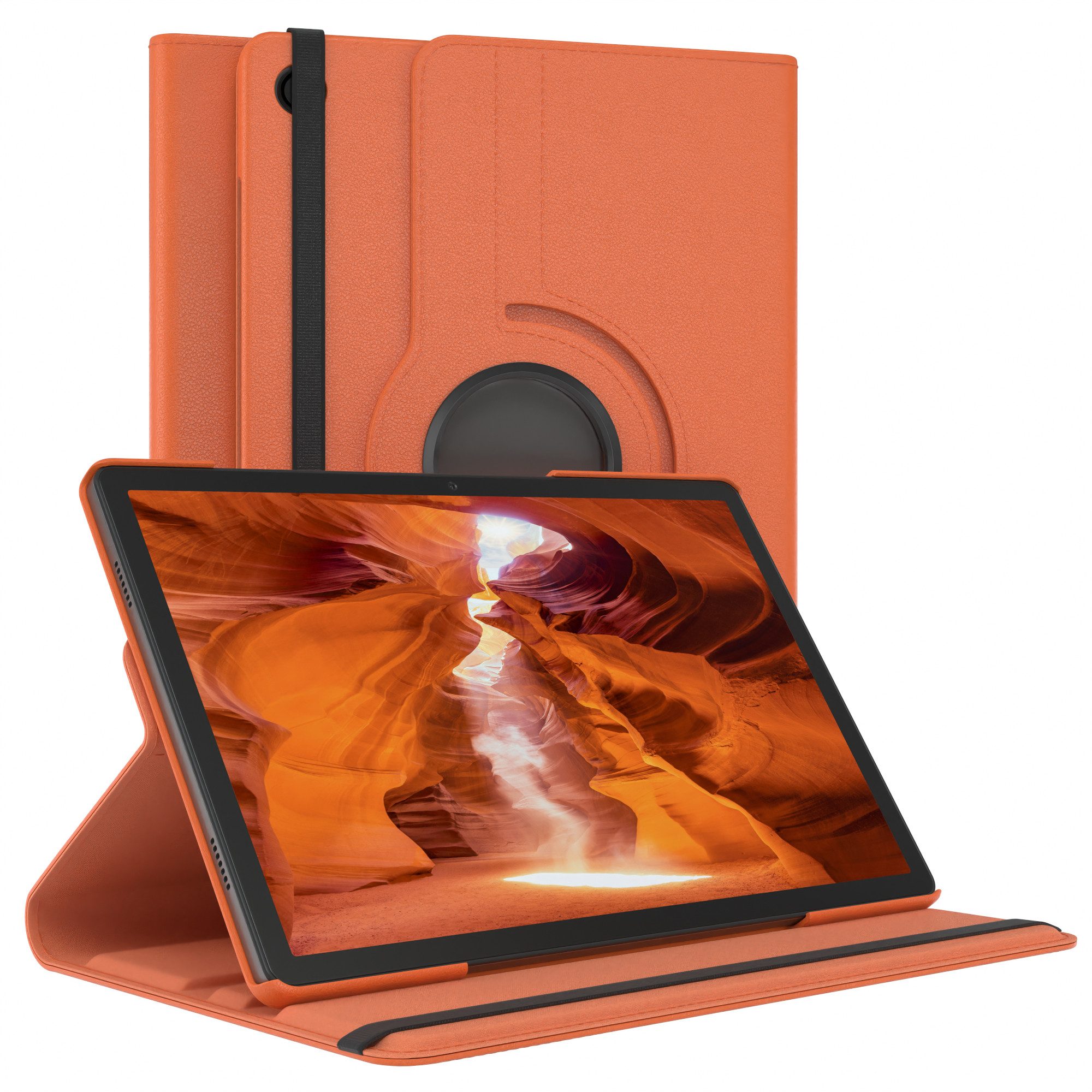 EAZY CASE Tablet-Hülle Rotation Case für Galaxy Tab A9 Plus Rotationcase 11 Zoll, Tabletschutz robust magnetisch verstellbar Klappetui mit Deckel Orange