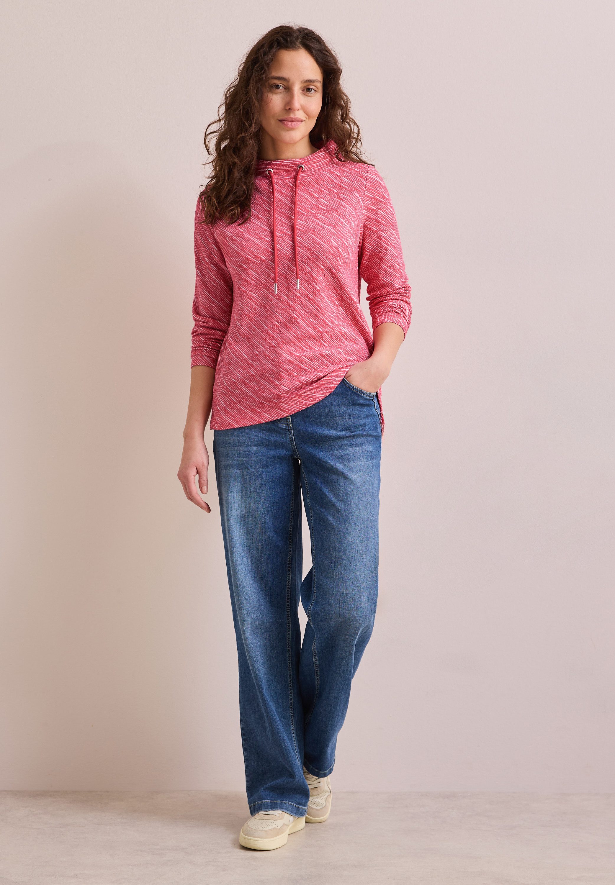CECIL Langarmshirt aus elastischem Materialmix