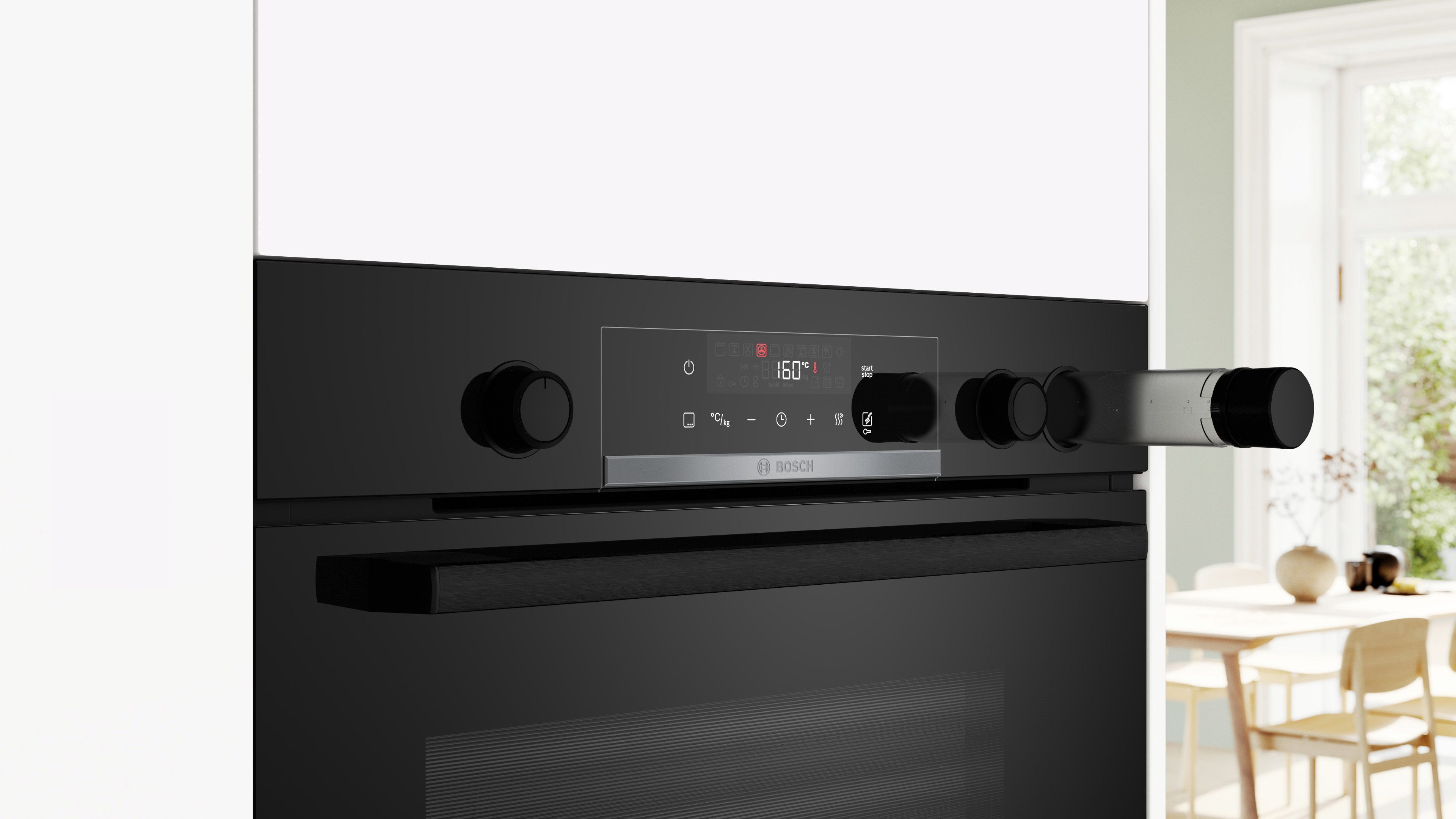 BOSCH Backofen Serie 4 HRG532BB3, mit Teleskopauszug nachrüstbar, Knusper-AirFry-Funktion & saftige Dampfunterstützung im Ofen
