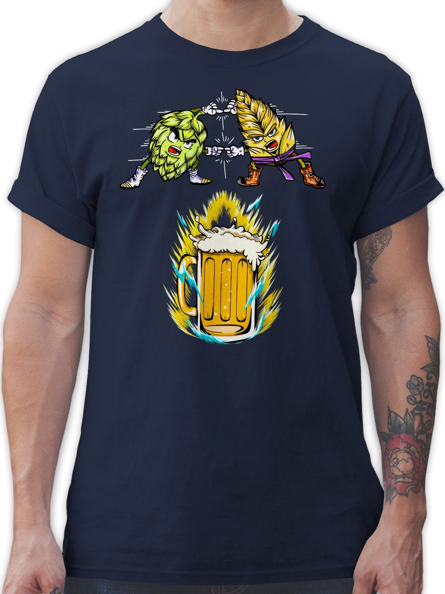 Bier Blau Shirtracer Malz Nerd Geschenke Navy & Fusion Hopfen T-Shirt 03 -