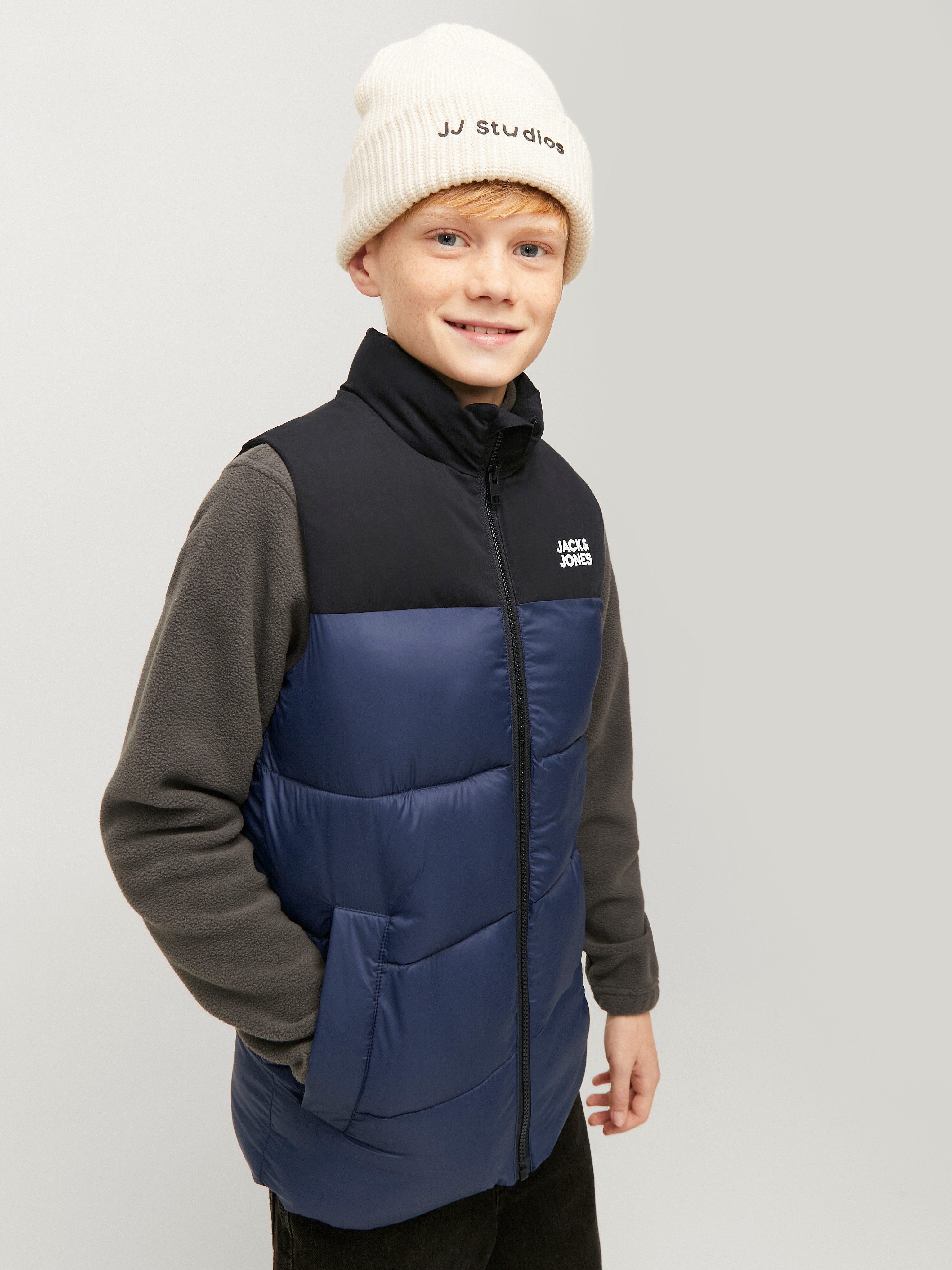 Jack & Jones Junior Steppweste JJETOBY einfach kombinierbar, gefüttert, stylisch colorblocking, casual, regular fit, Stehkragen