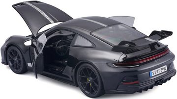 Maisto® Sammlerauto 1:18 Porsche 911 GT3, ´23, schwarz mit Streifen, Maßstab 1:18
