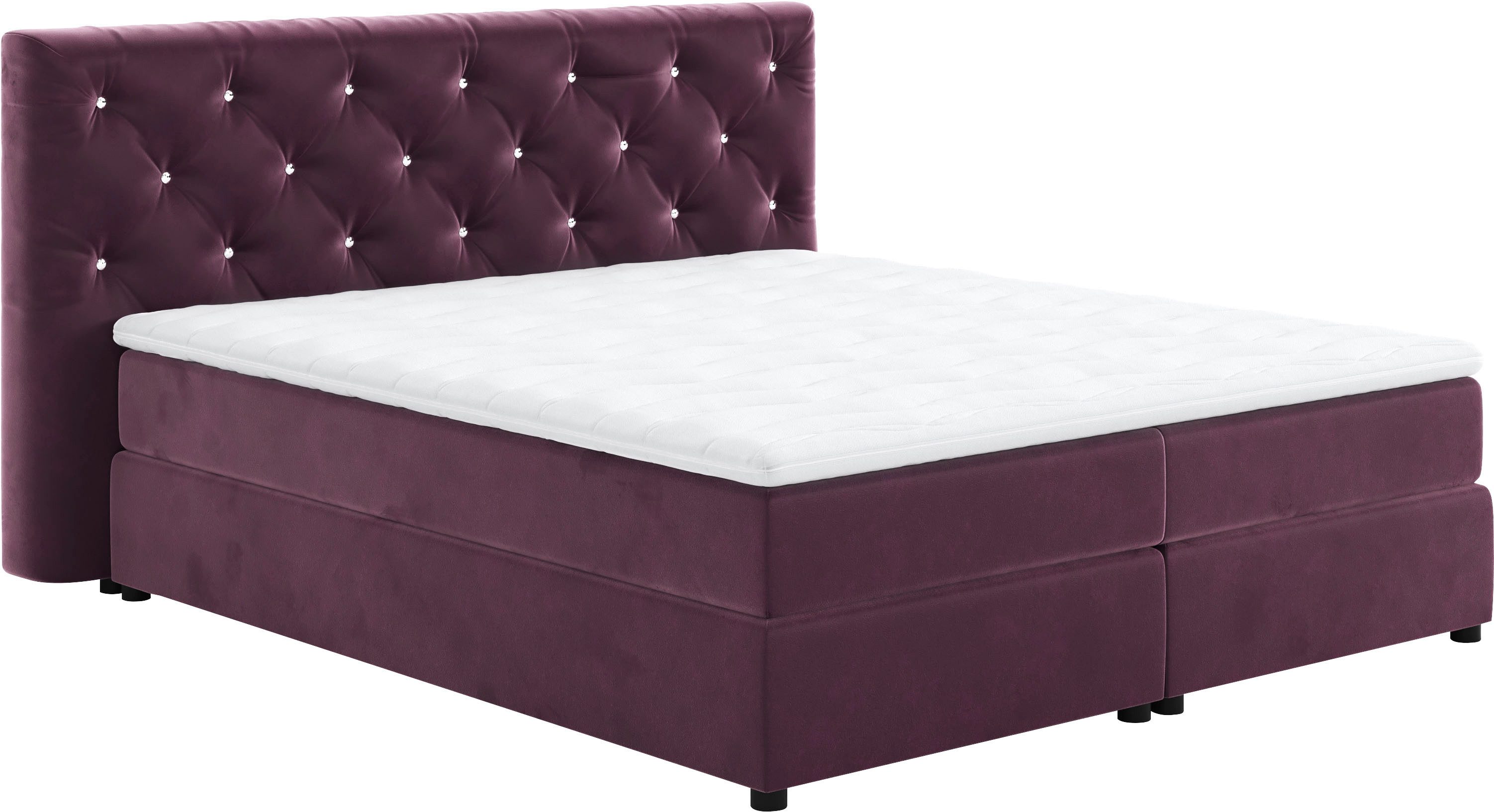 COTTA Boxspringbett Castle, mit Strasssteinen im Kopfteil, inkl. Topper