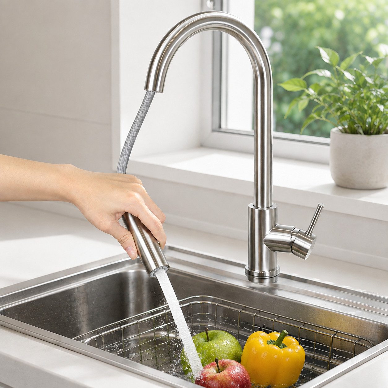 Ledklang Spültischarmatur Edelstahl 360° drehbar Ausziehbarer Brause 2 Strahlarten Küchenarmatur (1-St) für Einhebelmischer Mischbatterie Wasserhahn Küche