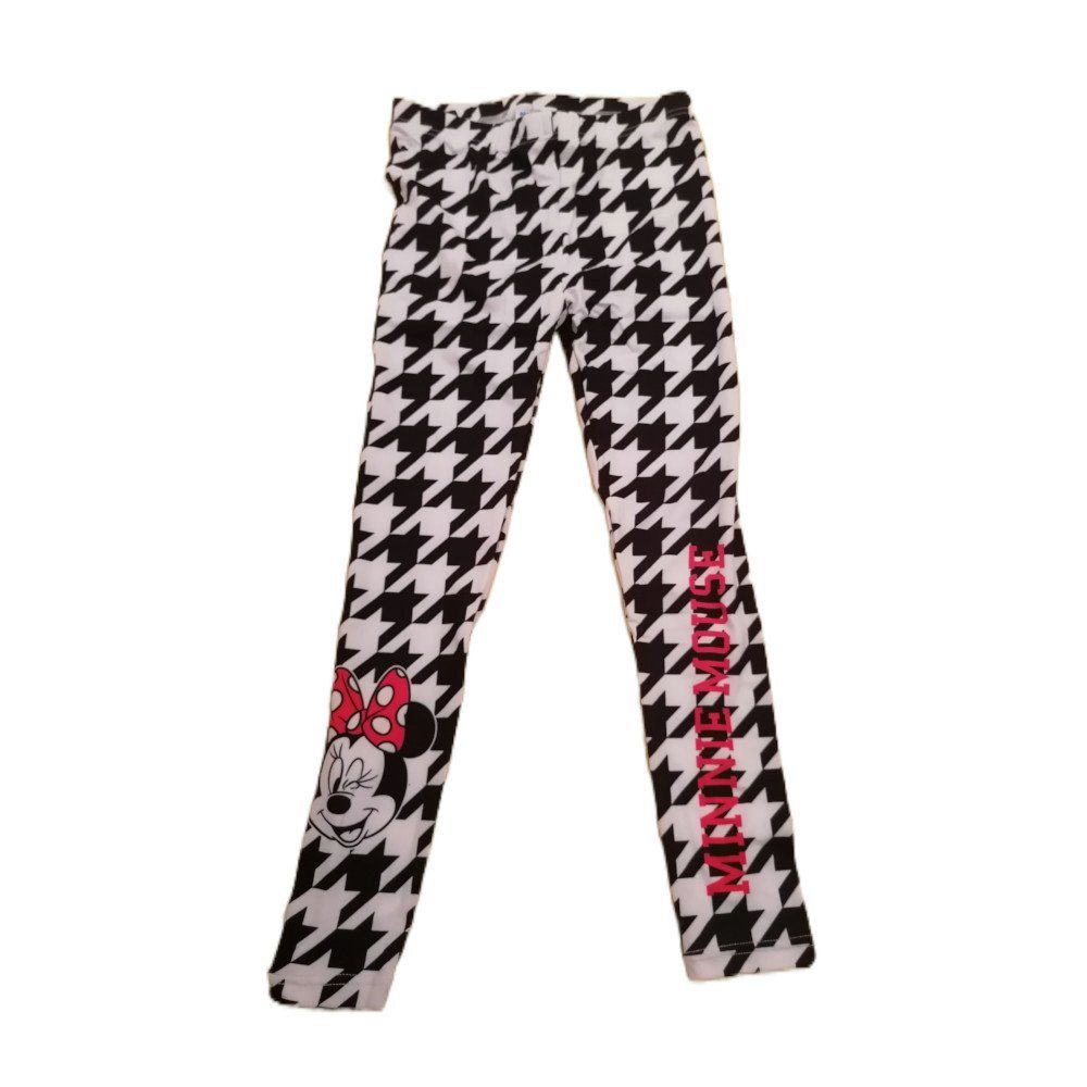 Disney Leggings Minnie Maus Leggings, schwarz-weiß kariert mit Schriftzug und Minnie