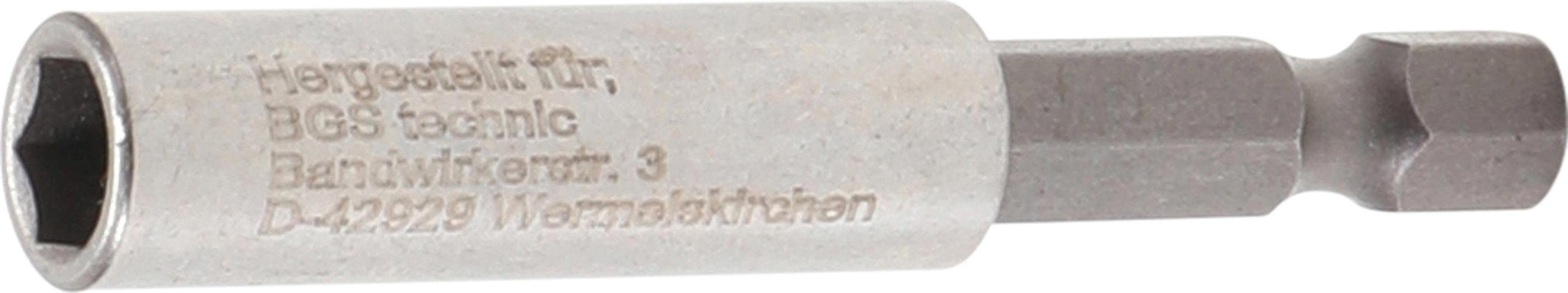 Ratschenringschlüssel 60 (1/4), BGS Außensechskant technic mm extra Abtrieb stark, Magnetischer mm Bithalter, 6,3