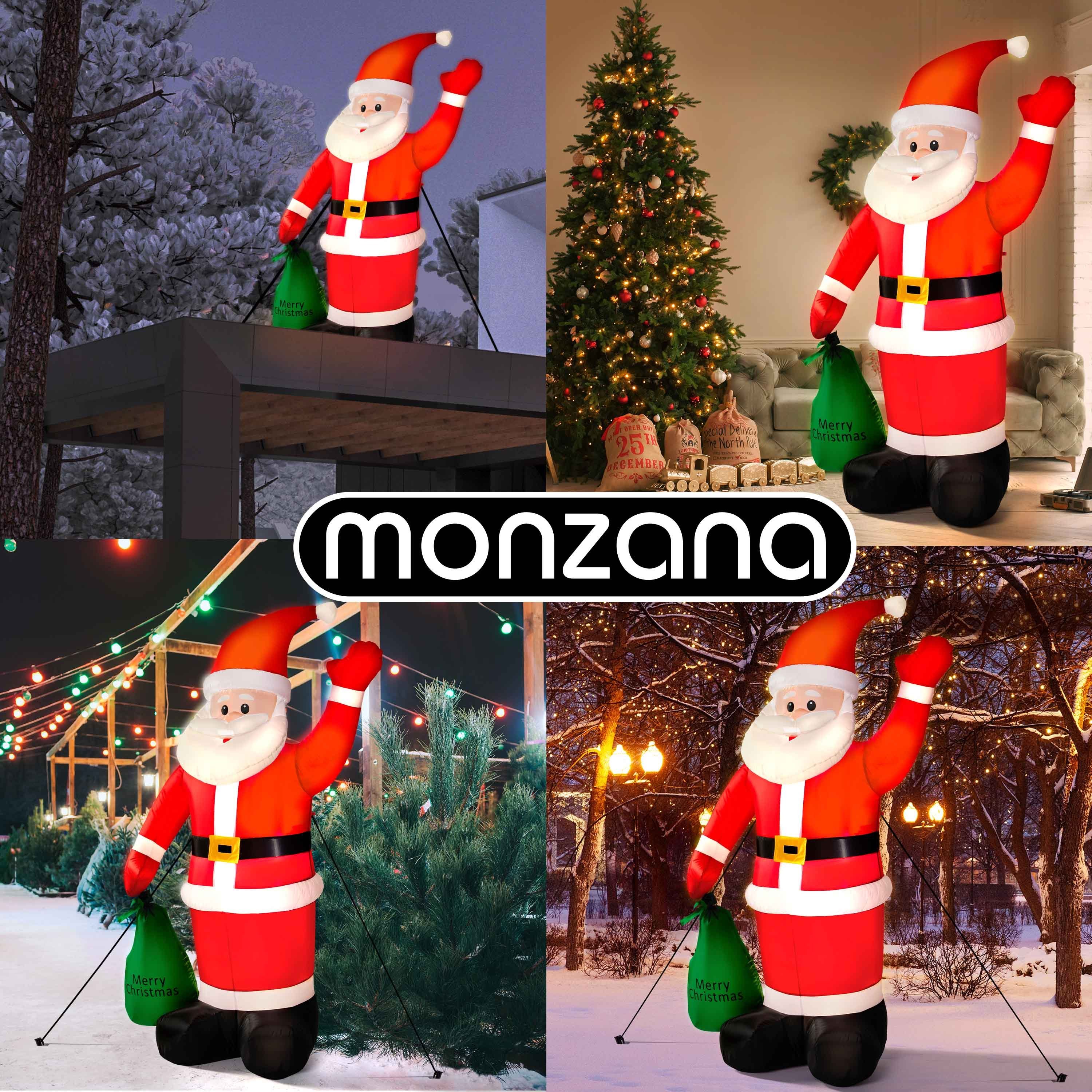monzana Weihnachtsmann, Aufblasbarer XL 180cm LED Beleuchtet  Befestigungsmaterial IP44 Außen Weihnachtsdeko Santa Nikolaus  Weihnachtsfigur Christmas