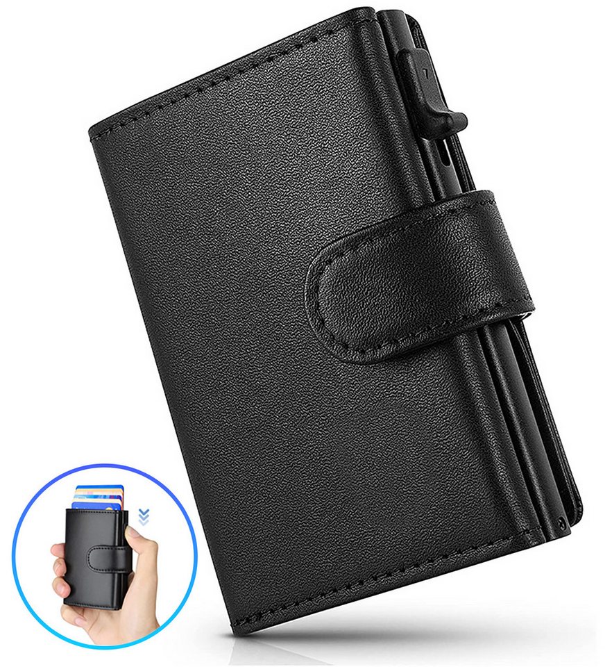 Luckice Geldbörse Slim Wallet mit Münzfach,Herren Geldbörse,Card Holder Wallet (Mini Geldbörse Herren&Damen klein,Weihnachtsgeschenk, Kreditkartenetui Portemonnaie, Geldbeutel Carbon-Schwarz), Schlankes Portemonnaie mit Münzfach,Kreditkarten auswirft