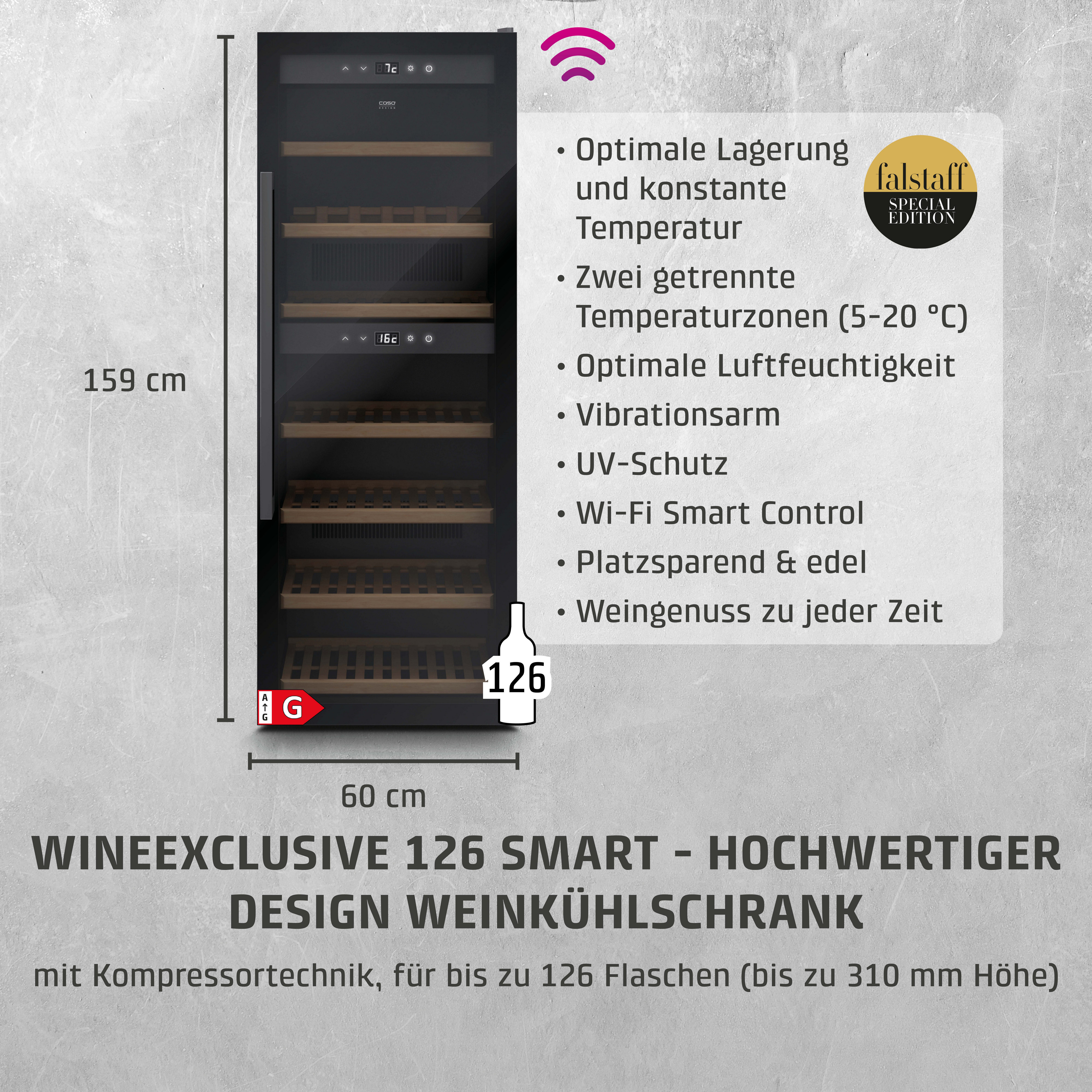 Caso Weinkühlschrank 729 WineExclusive 126 Smart
