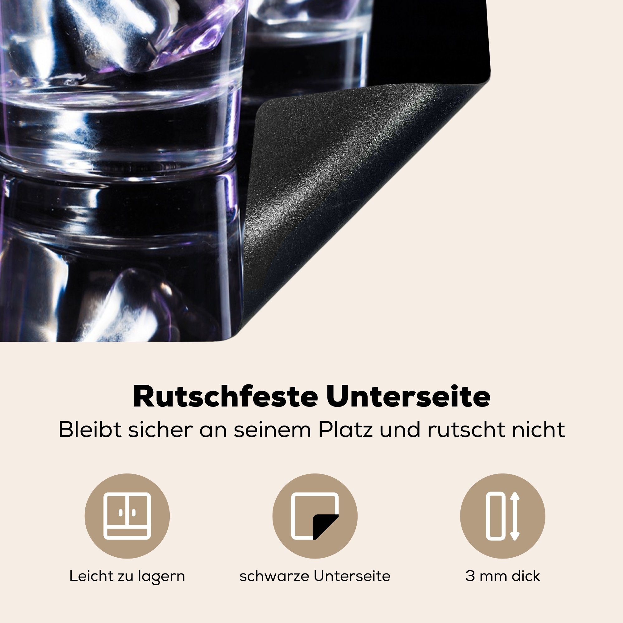 MuchoWow Herdblende-/Abdeckplatte Alkohol - Ceranfeldabdeckung Gläser 57x51 Induktionsschutz, Vinyl, Getränke, - Induktionskochfeld, (1 tlg), cm