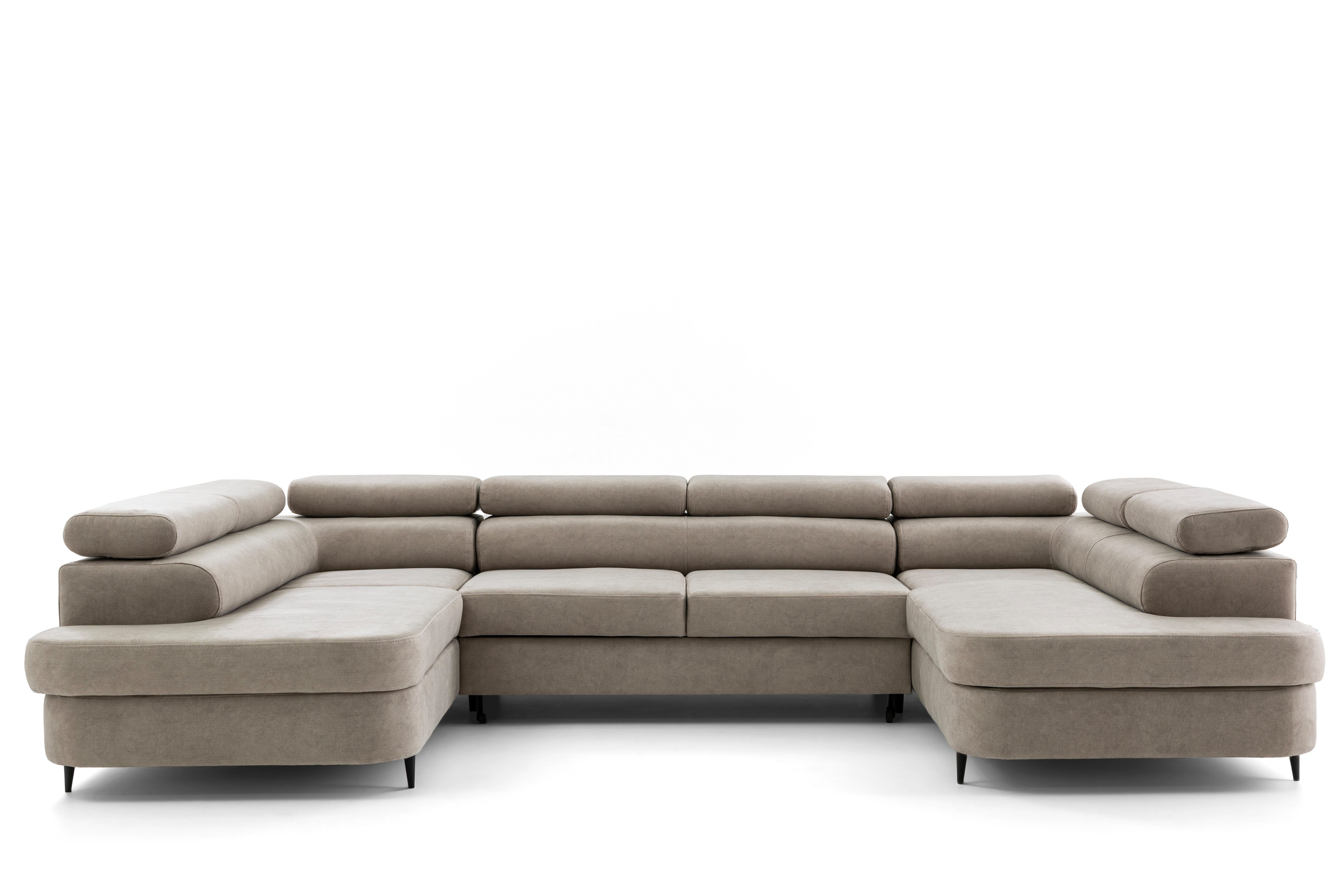 NEXT COLLECTION Ecksofa PRIAM Maxi U2, Schlaffunktion 2x Bettkasten XXL U-Form Verstellbare Kopfstützen, mit Bettkasten